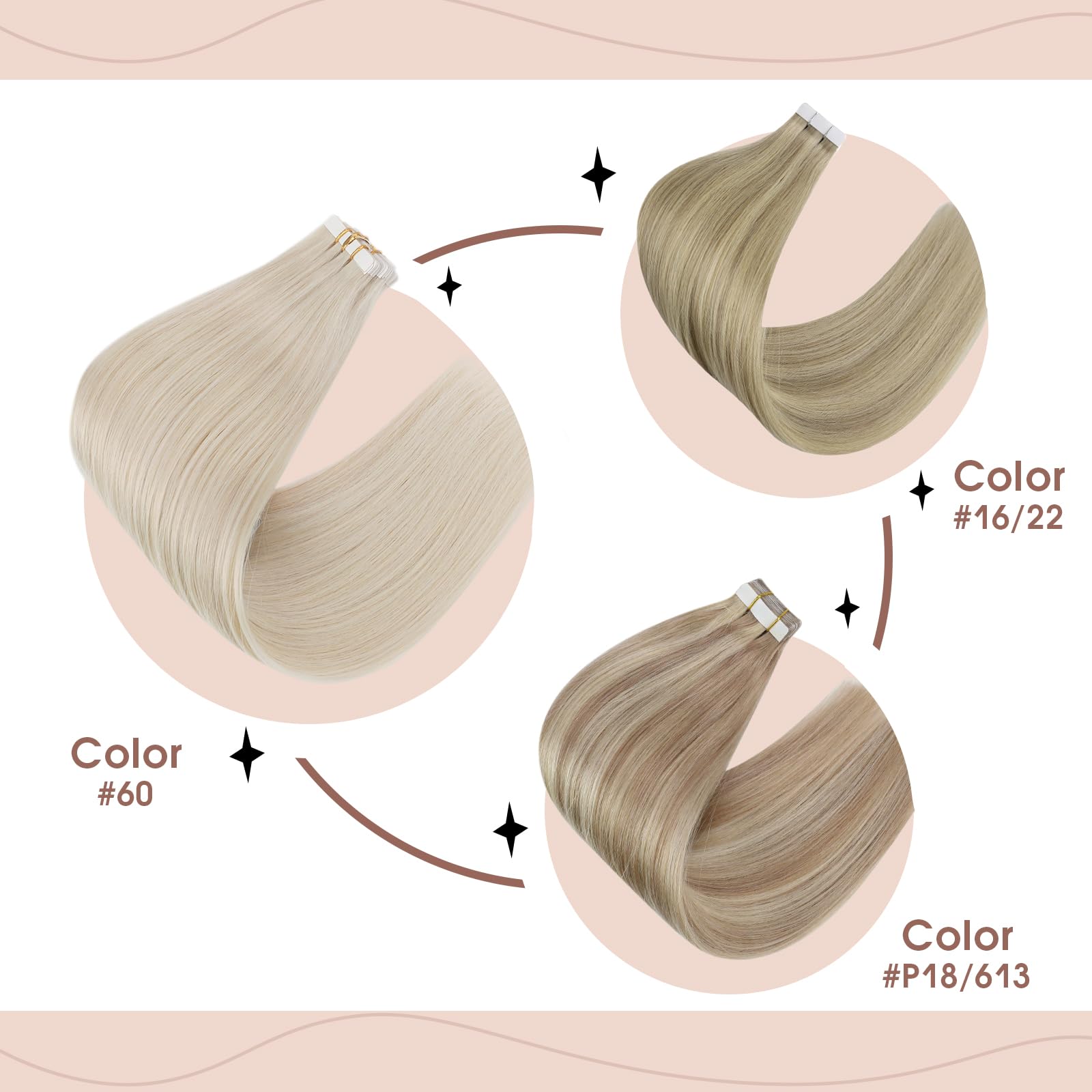 Foto 7 | Extensiones De Cabello Con Cinta Adhesiva Sunny Hair Platinum Blonde #60 - Venta Internacional.