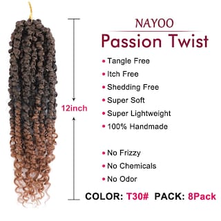 Foto 2 | Cabello de estilo Passion Twist Nayoo 8 Paquetes 30 Cm Tejido Sintético A Ganchillo - Venta Internacional