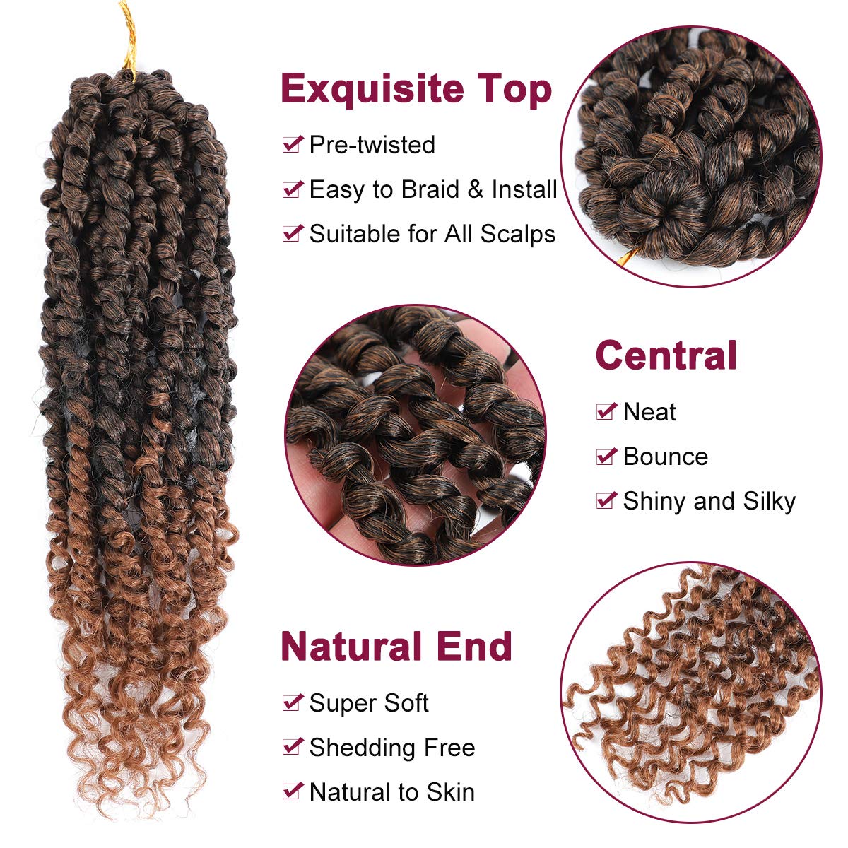 Foto 4 pulgar | Cabello de estilo Passion Twist Nayoo 8 Paquetes 30 Cm Tejido Sintético A Ganchillo - Venta Internacional