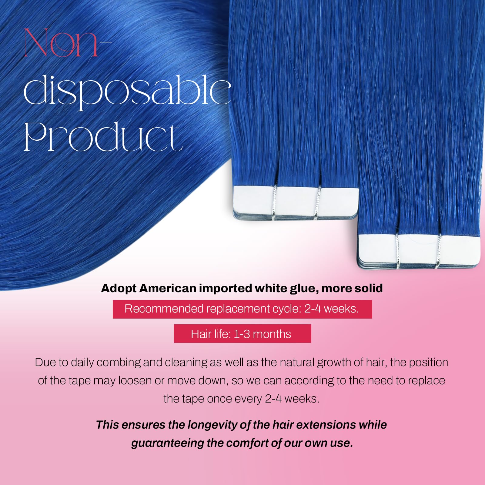 Foto 4 pulgar | Extensiones De Cabello Azul Moresoo, 100% Cabello Humano, 55 Cm, 10 Unidades - Venta Internacional.