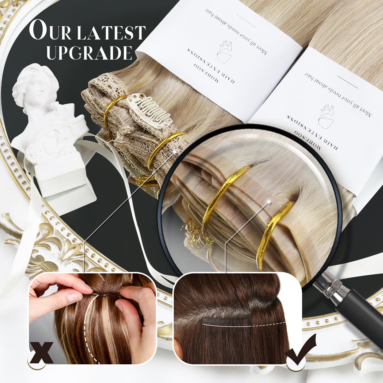 Foto 3 pulgar | Extensiones De Cabello Sin Costuras Con Clip Moresoo, De Color Negro A Marrón, 14 Pulgadas - Venta Internacional.