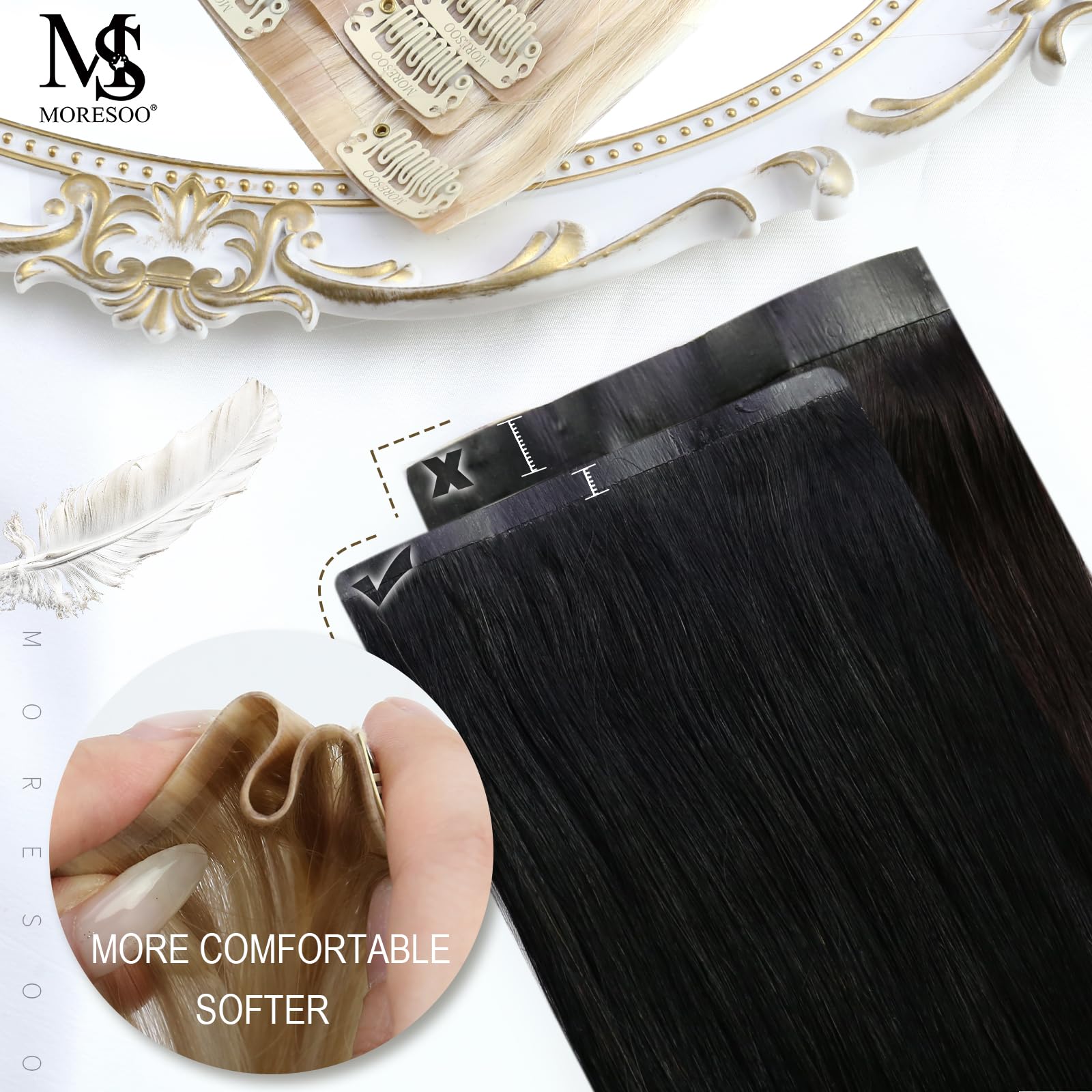 Foto 5 pulgar | Extensiones De Cabello Sin Costuras Con Clip Moresoo, De Color Negro A Marrón, 14 Pulgadas - Venta Internacional.