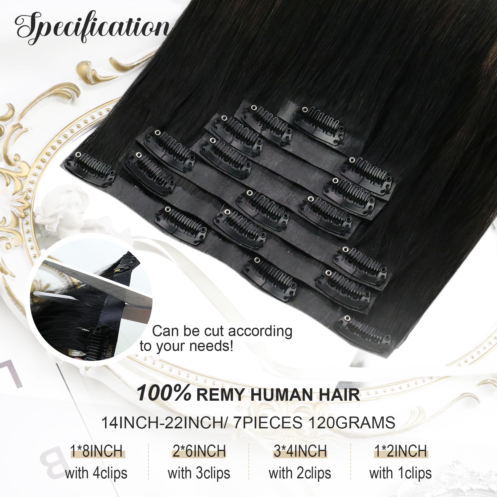 Foto 6 pulgar | Extensiones De Cabello Sin Costuras Con Clip Moresoo, De Color Negro A Marrón, 14 Pulgadas - Venta Internacional.