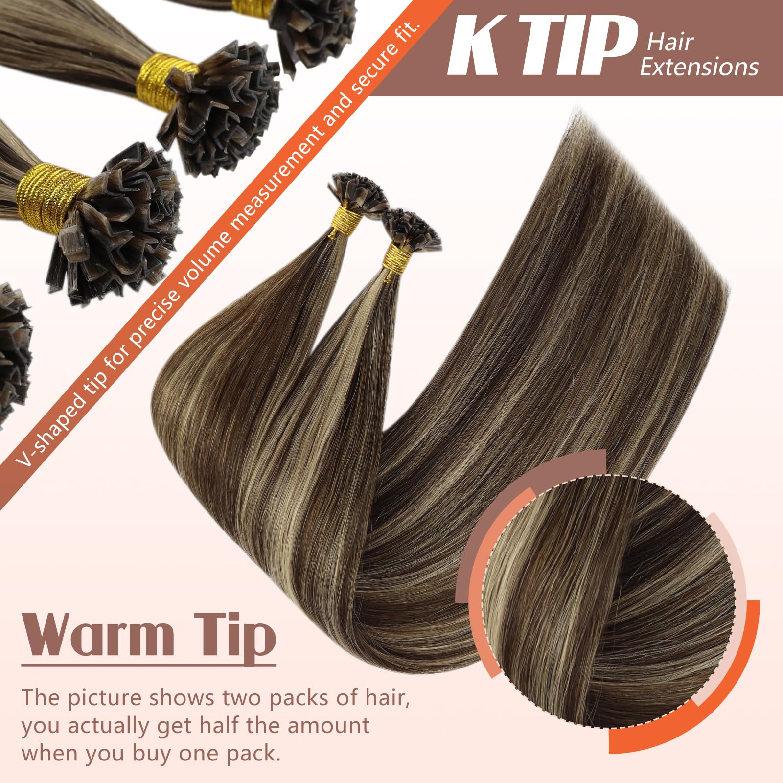 Foto 3 pulgar | Extensiones De Cabello Sunny Hair Ktip Human Hair, 18 Pulgadas, 50 G, Color Marrón - Venta Internacional.