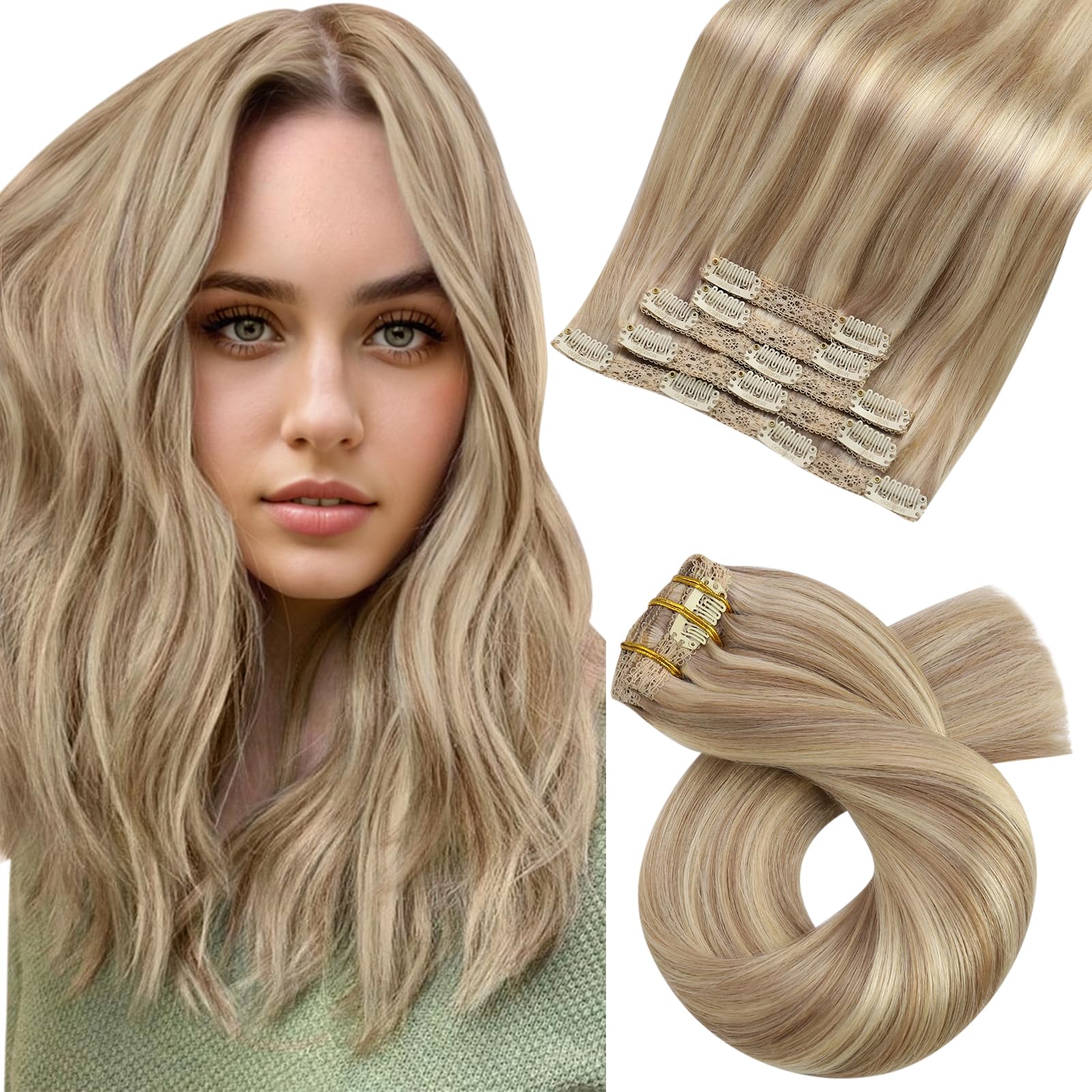 Foto 2 pulgar | Extensiones De Pelo Con Clip Moresoo Blonde, 16 Pulgadas, 80 G, 5 Unidades - Venta Internacional.