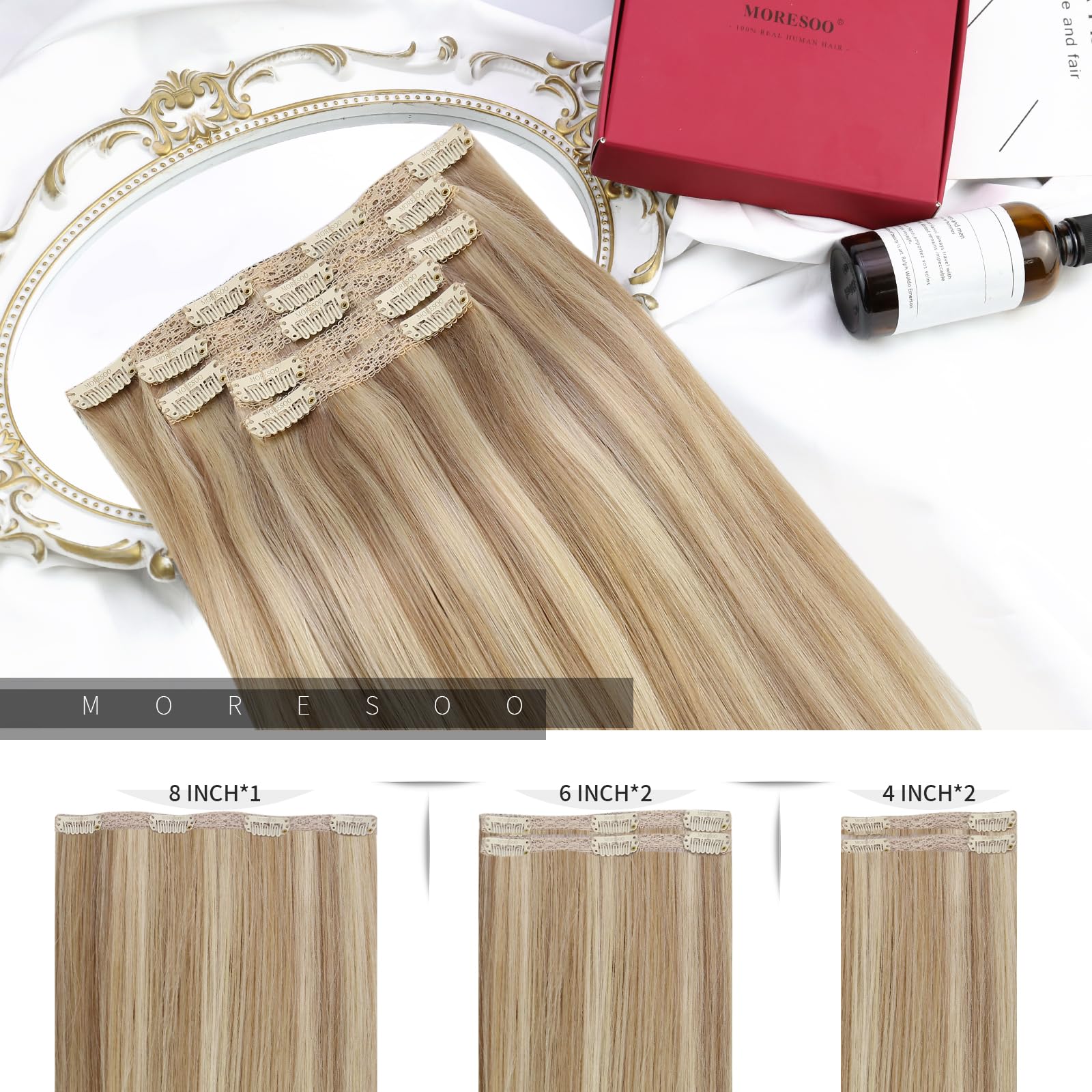 Foto 4 pulgar | Extensiones De Pelo Con Clip Moresoo Blonde, 16 Pulgadas, 80 G, 5 Unidades - Venta Internacional.
