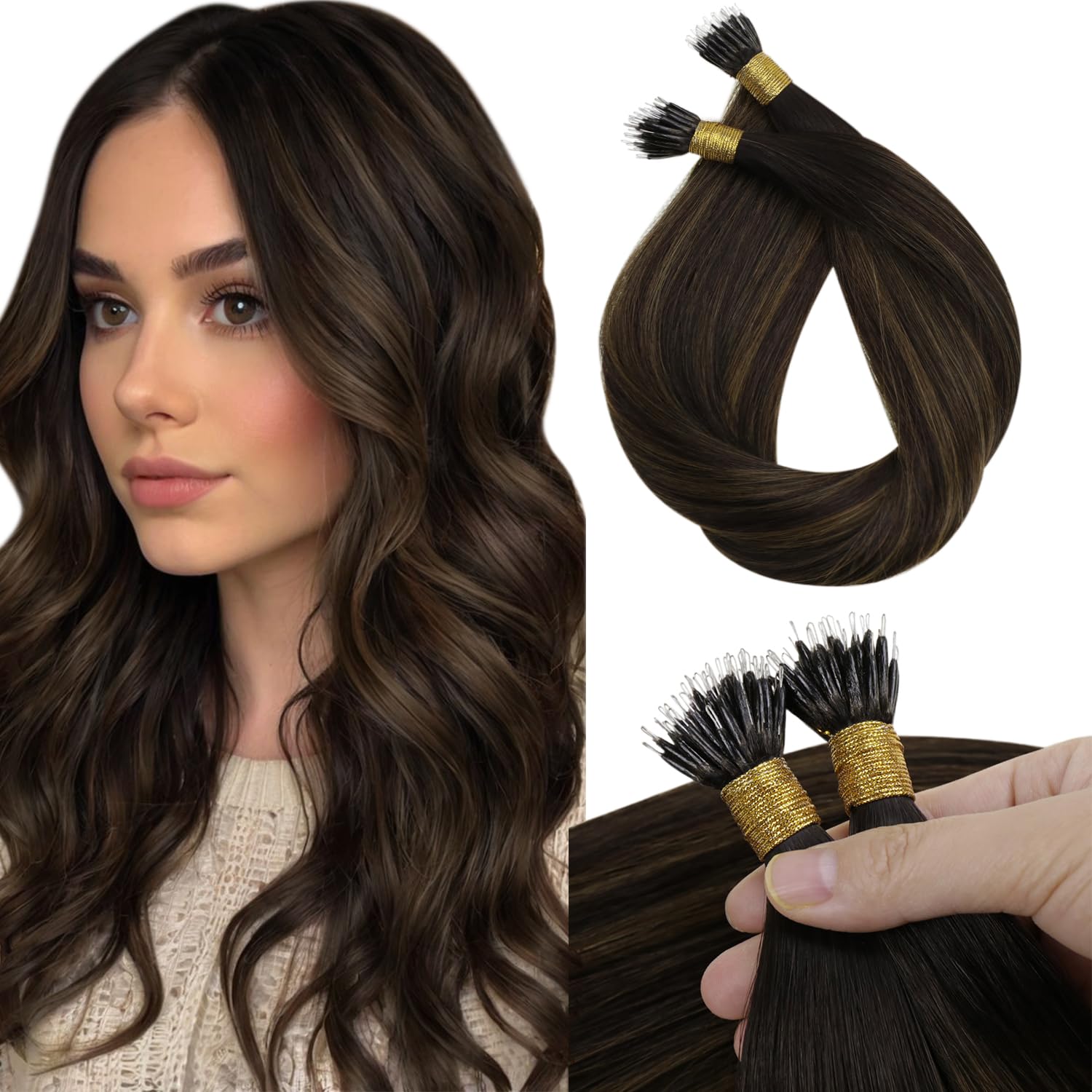 Foto 2 pulgar | Extensiones Nanocapilares Sunny Hair Brown Balayage, 50 G, 50 Cm - Venta Internacional.