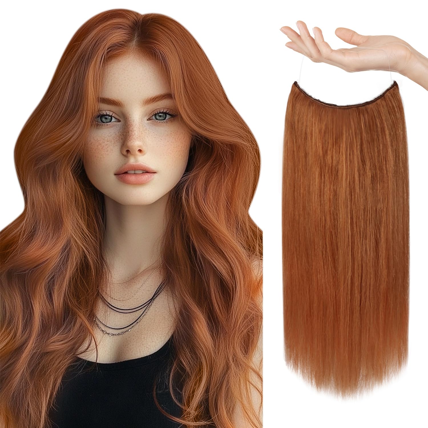 Foto 2 pulgar | Extensiones De Cabello Sunny, 80 G, Cobre, Alambre Invisible, Cabello Humano - Venta Internacional.