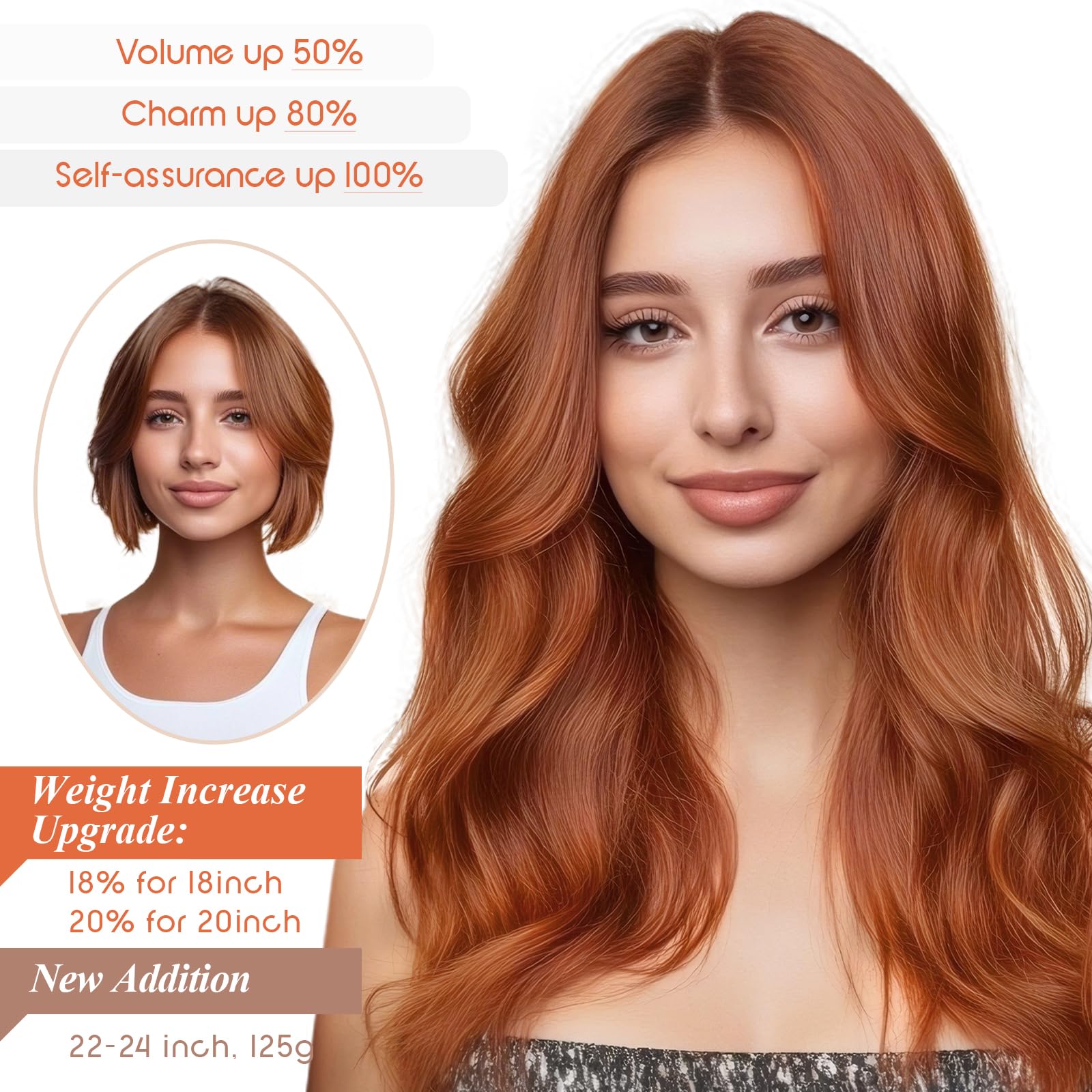 Foto 6 pulgar | Extensiones De Cabello Sunny, 80 G, Cobre, Alambre Invisible, Cabello Humano - Venta Internacional.