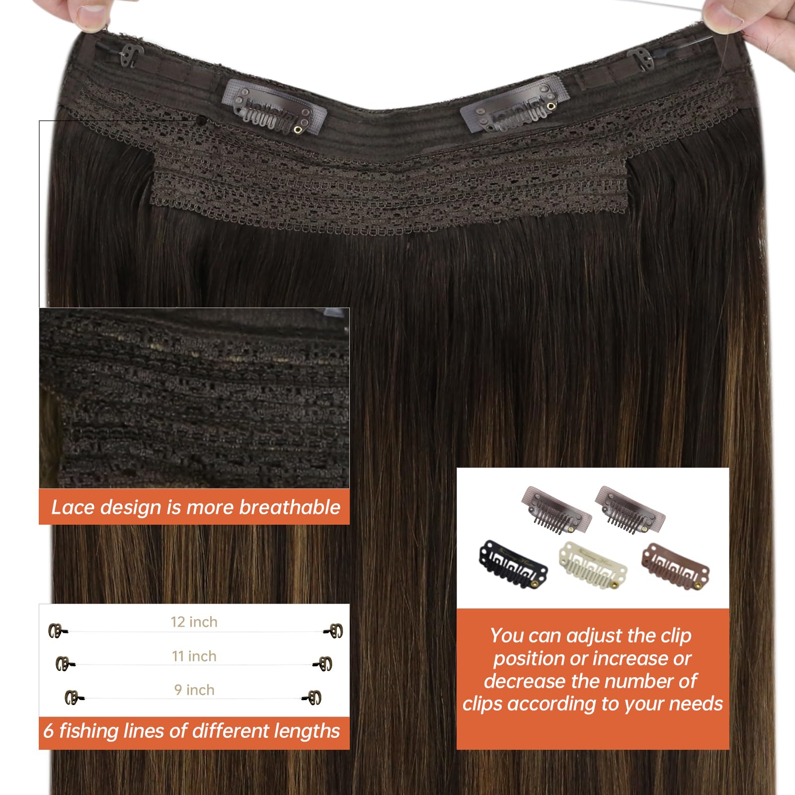 Foto 5 pulgar | Extensiones De Cabello Sunny Hair Brown Ombre Clip-in 80 G 45 Cm - Venta Internacional.