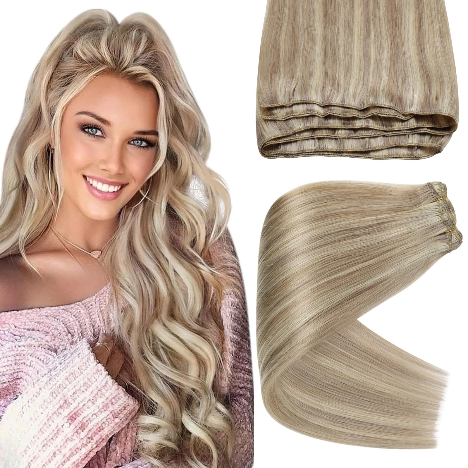 Foto 2 pulgar | Extensiones para Coser Cabello Humano Real Sunny Hair Rubio 14 Pulgadas - Venta Internacional