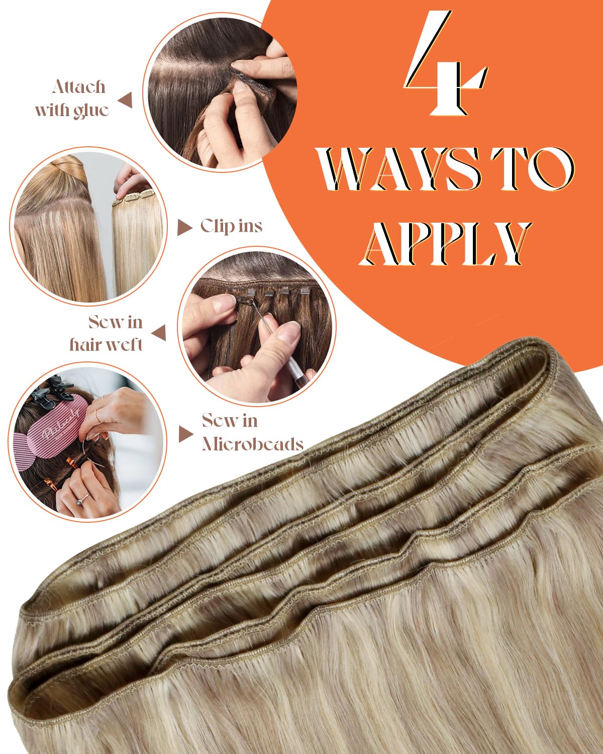 Foto 5 pulgar | Extensiones para Coser Cabello Humano Real Sunny Hair Rubio 14 Pulgadas - Venta Internacional