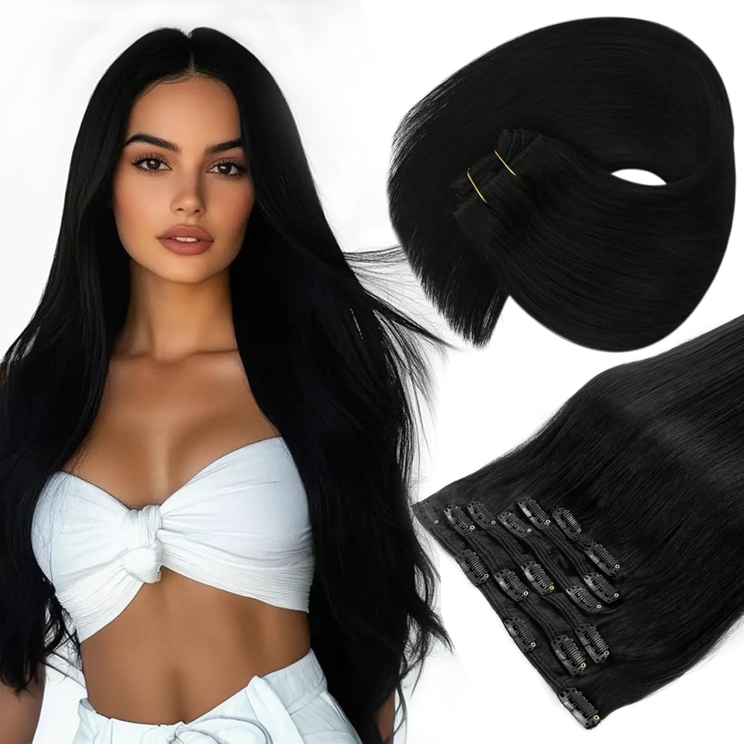 Foto 2 pulgar | Extensiones De Cabello Sunny Hair Pinza En Cabello Humano Liso De 14 Cm - Venta Internacional.