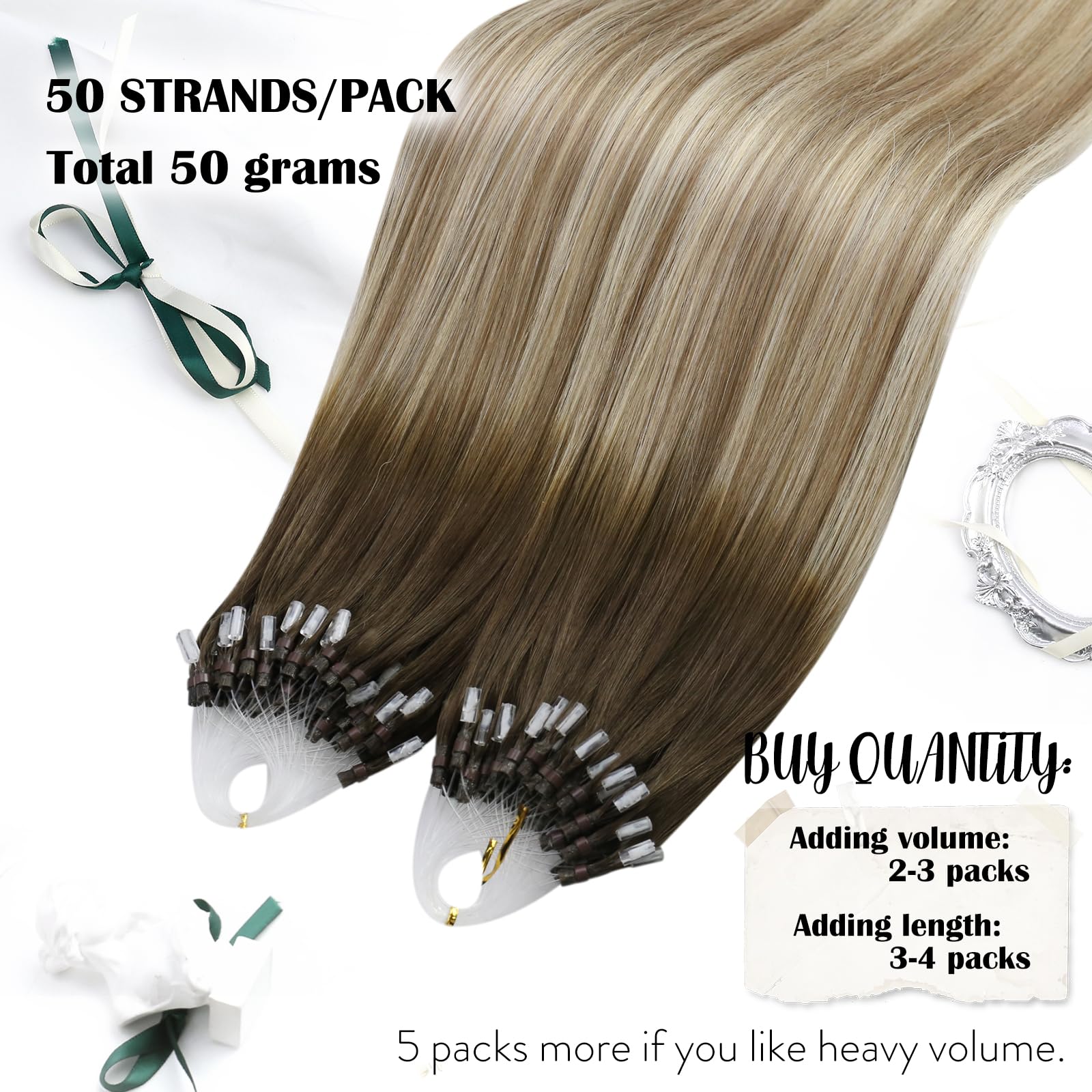 Foto 3 pulgar | Extensiones De Cabello Moresoo Micro Link Ombre Castaño Oscuro A Rubio - Venta Internacional.