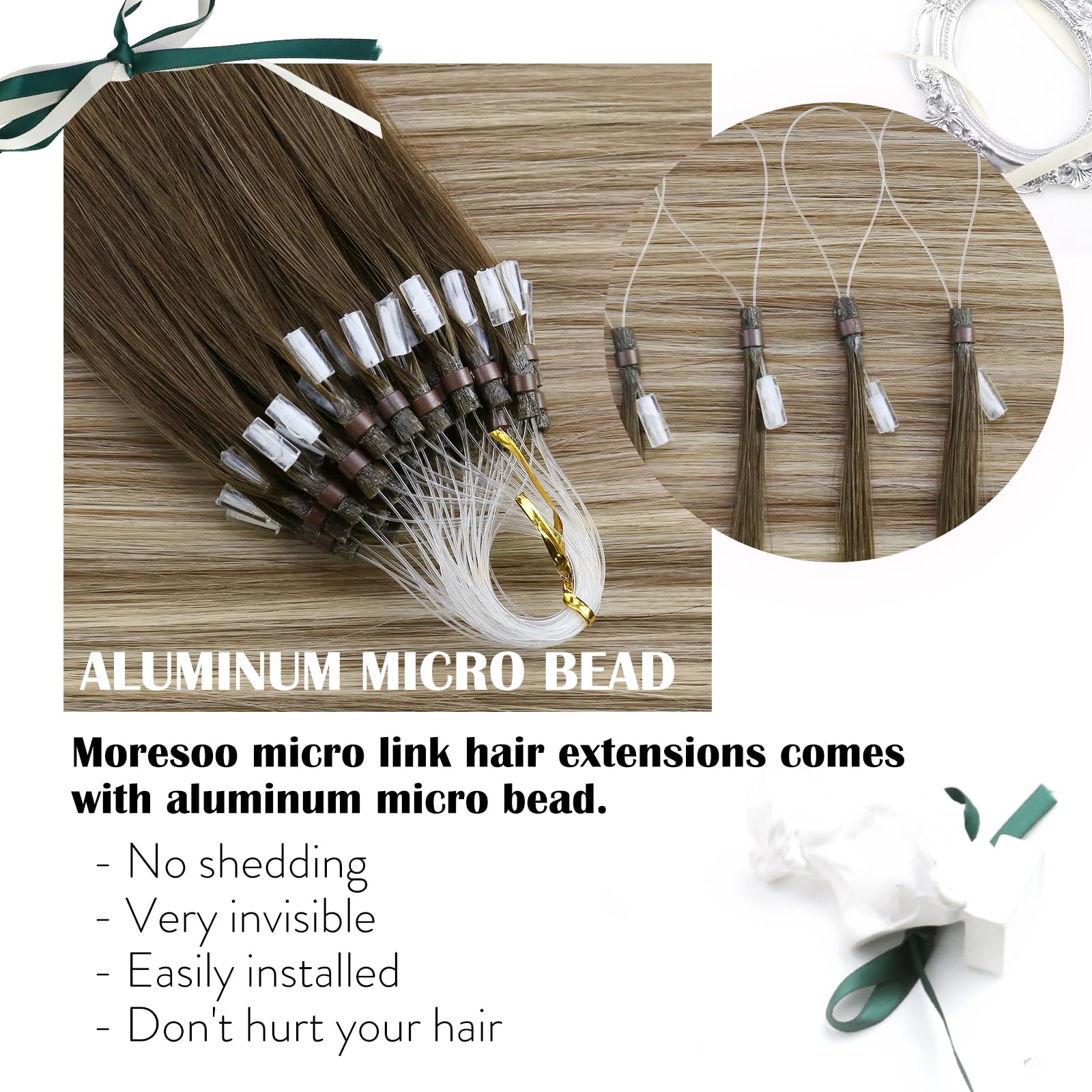 Foto 3 | Extensiones De Cabello Moresoo Micro Link Ombre Castaño Oscuro A Rubio - Venta Internacional.