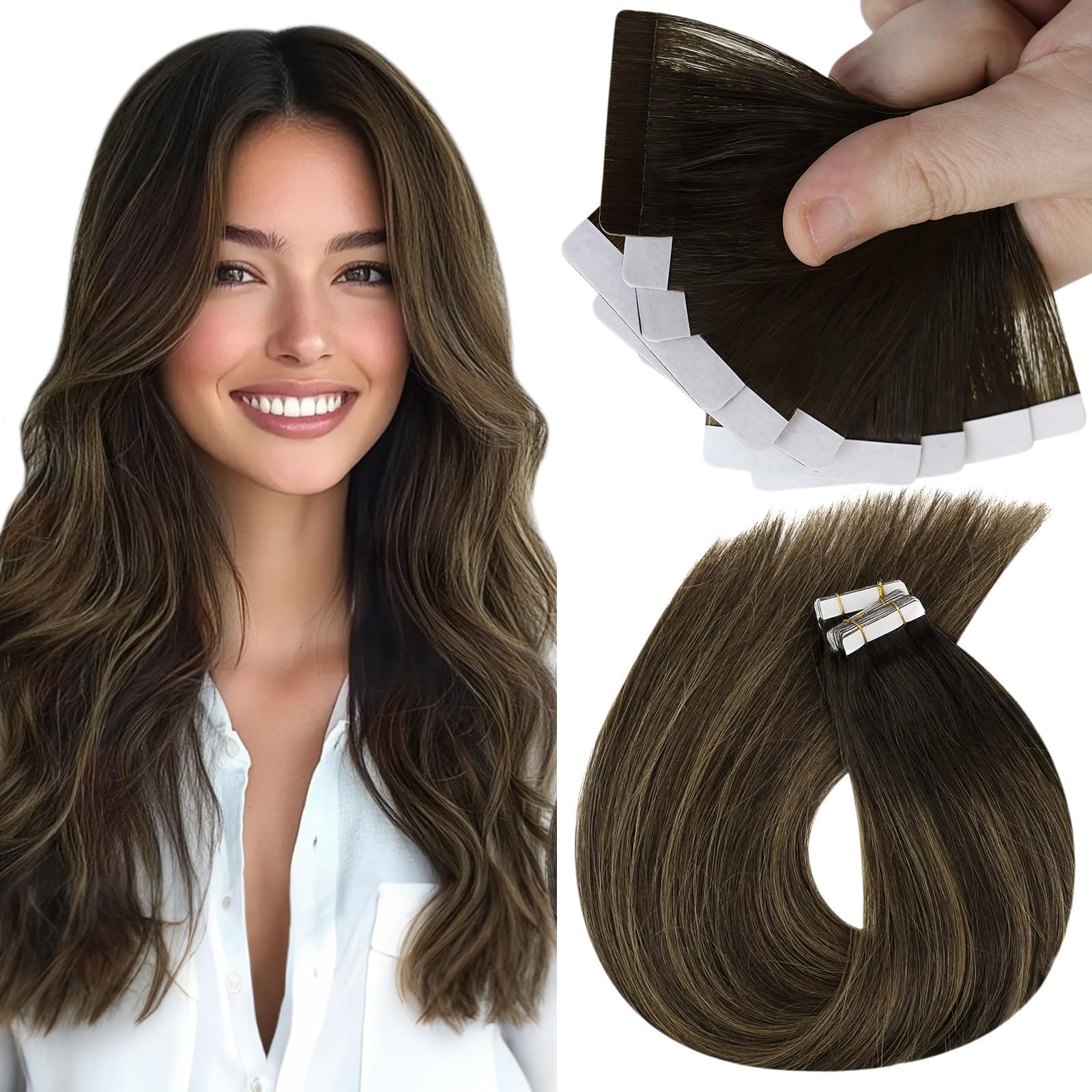 Foto 2 pulgar | Extensiones De Pelo Con Cinta Adhesiva Sunny Hair Brown Ombre, 25 G, 35 Cm - Venta Internacional.