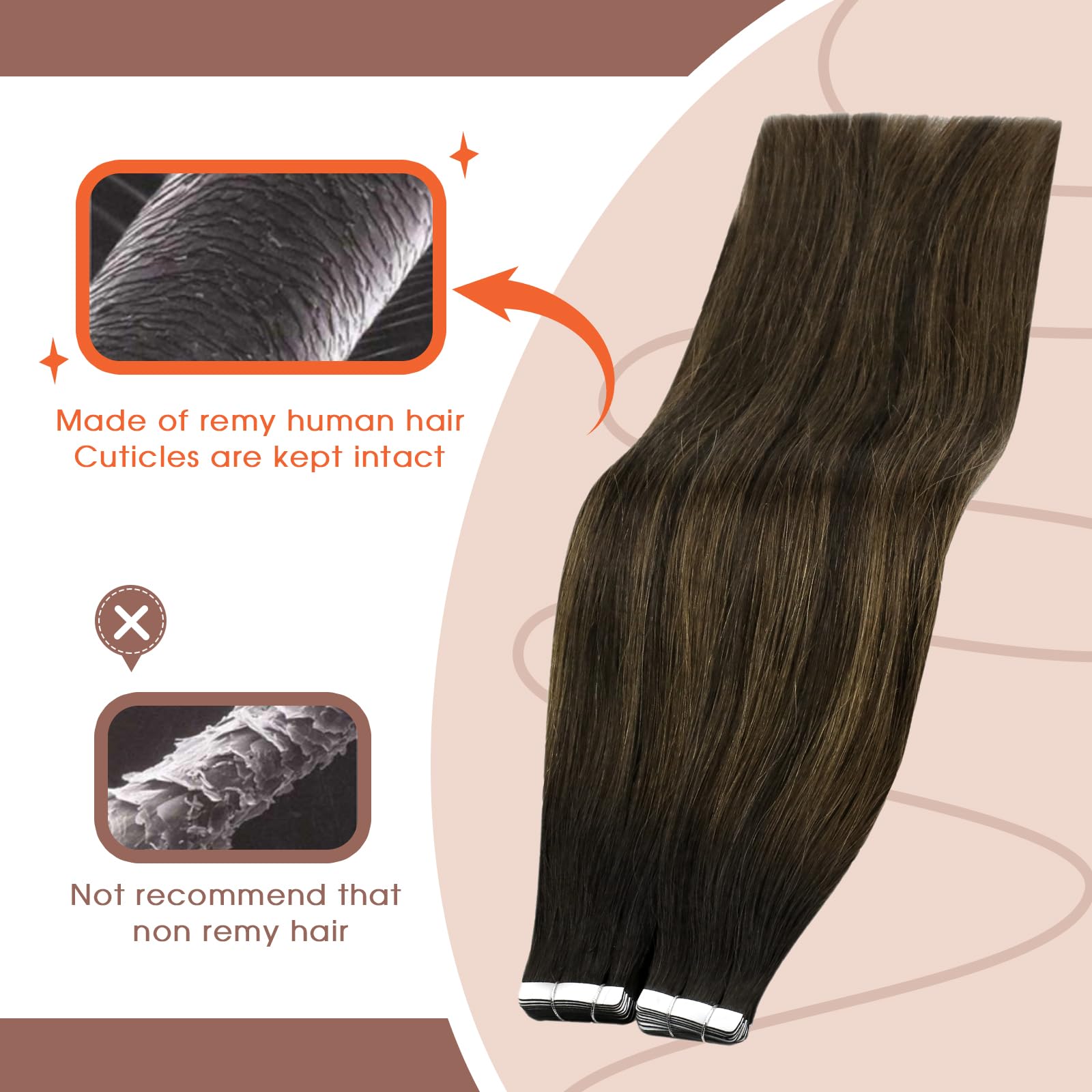 Foto 3 pulgar | Extensiones De Pelo Con Cinta Adhesiva Sunny Hair Brown Ombre, 25 G, 35 Cm - Venta Internacional.
