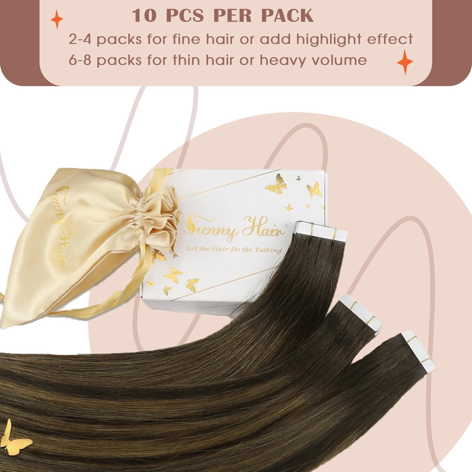Foto 4 pulgar | Extensiones De Pelo Con Cinta Adhesiva Sunny Hair Brown Ombre, 25 G, 35 Cm - Venta Internacional.
