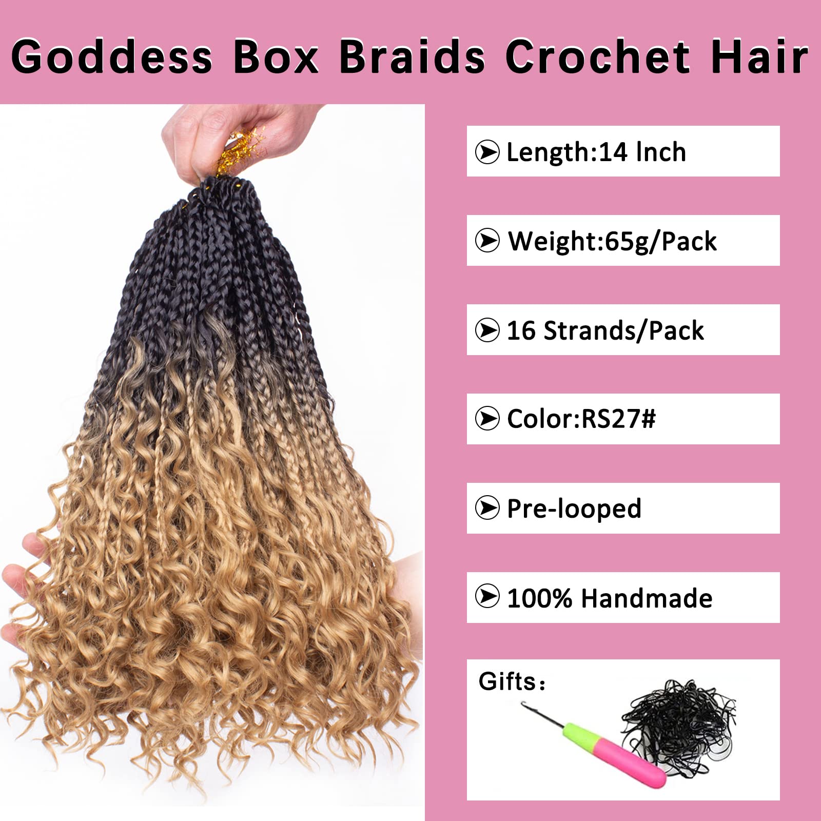 Foto 3 pulgar | Trenzas De Ganchillo Cookoo Goddess Boho Box, 14 Pulgadas, 8 Paquetes - Venta Internacional.