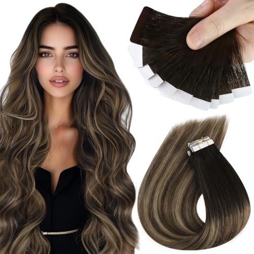 Foto 2 pulgar | Extensiones De Cabello Con Cinta Adhesiva Sunny Hair Ombre De Negro A Marrón Oscuro - Venta Internacional.
