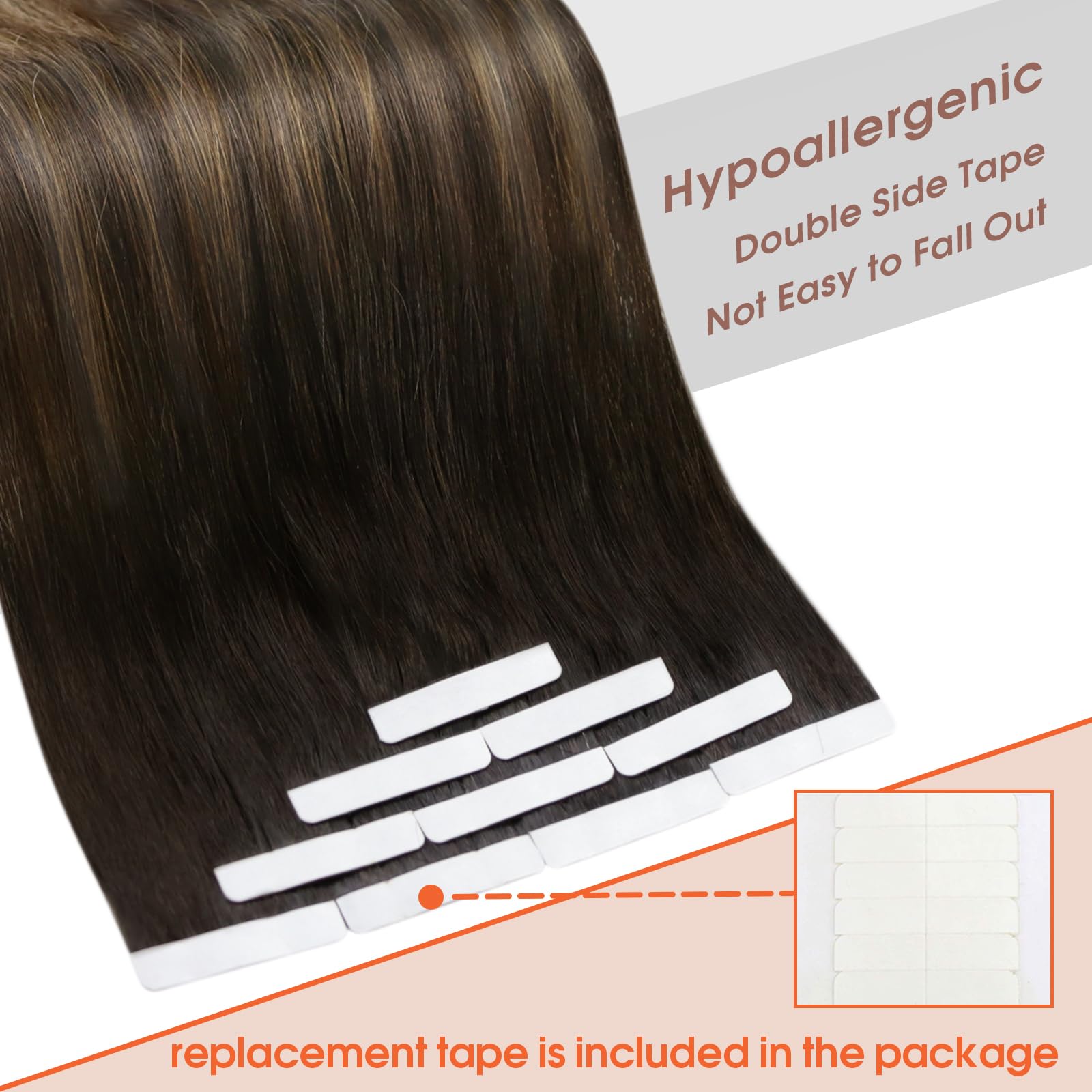 Foto 5 pulgar | Extensiones De Cabello Con Cinta Adhesiva Sunny Hair Ombre De Negro A Marrón Oscuro - Venta Internacional.