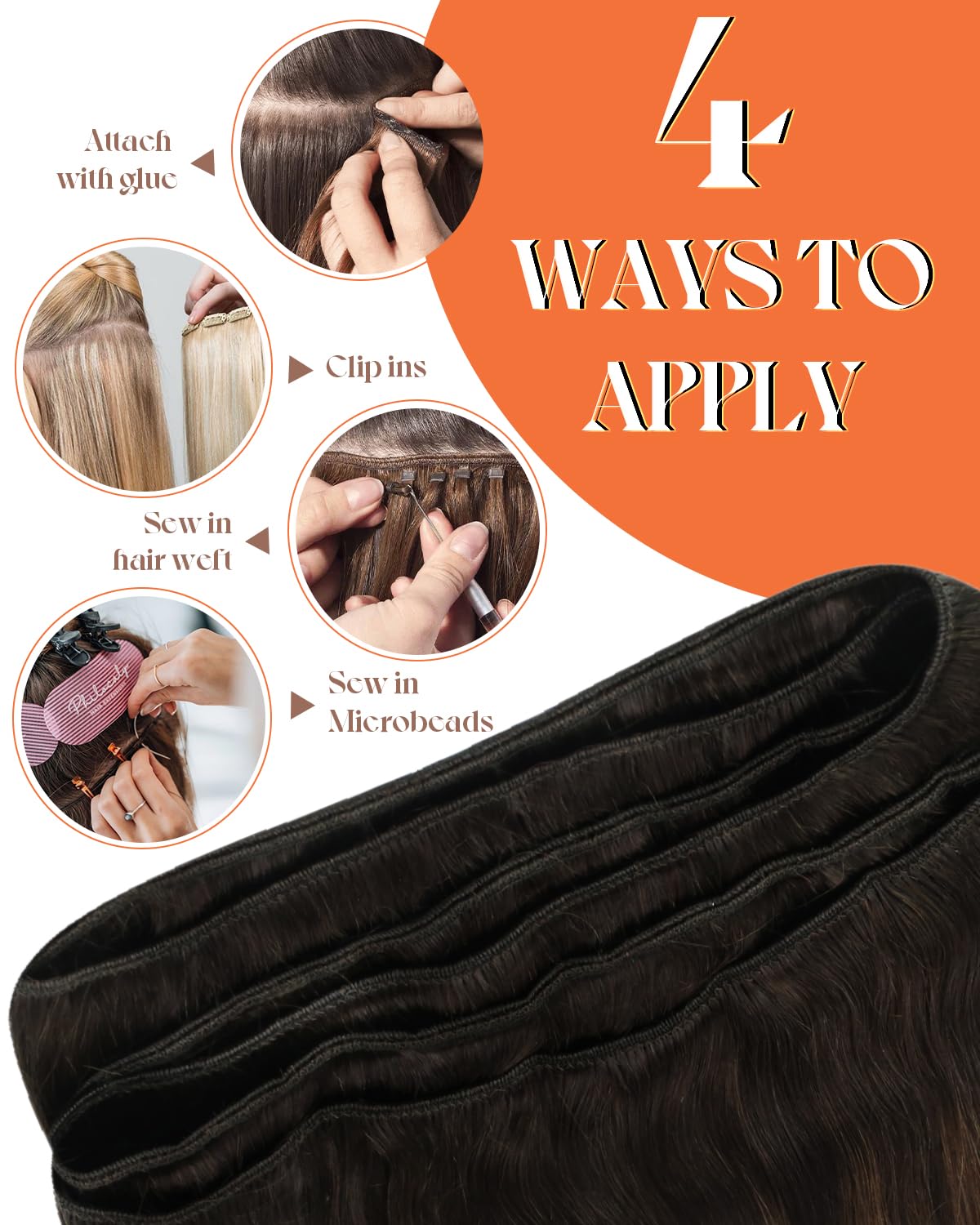 Foto 5 pulgar | Extensiones Para Coser Sunny Hair Weft Brown, 12 Pulgadas, 70 G - Venta Internacional.