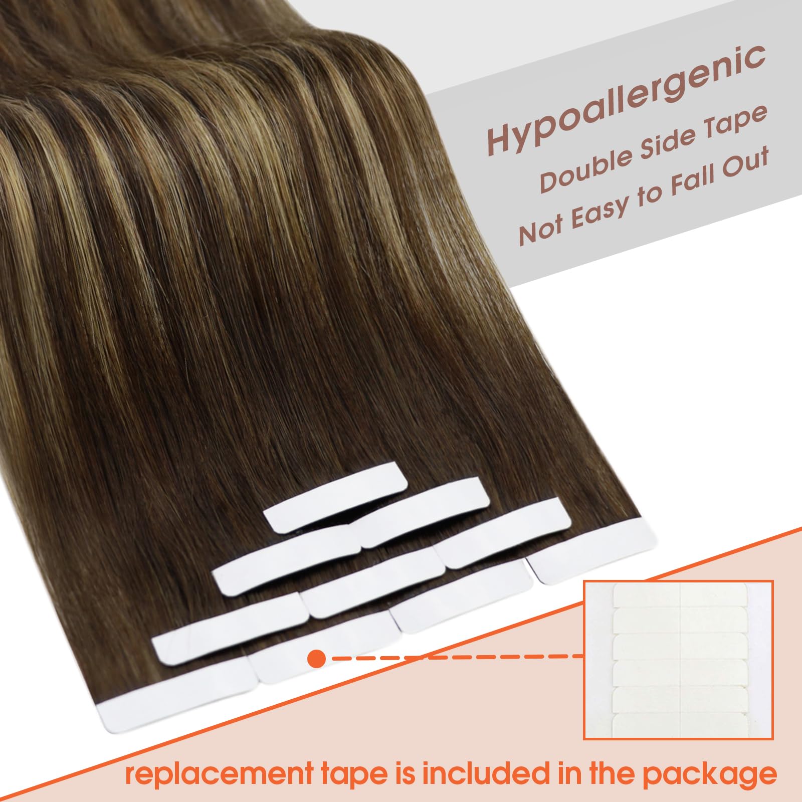 Foto 4 | Extensiones De Cabello Con Cinta Adhesiva Sunny Hair Brown Balayage De 14 Pulgadas - Venta Internacional.