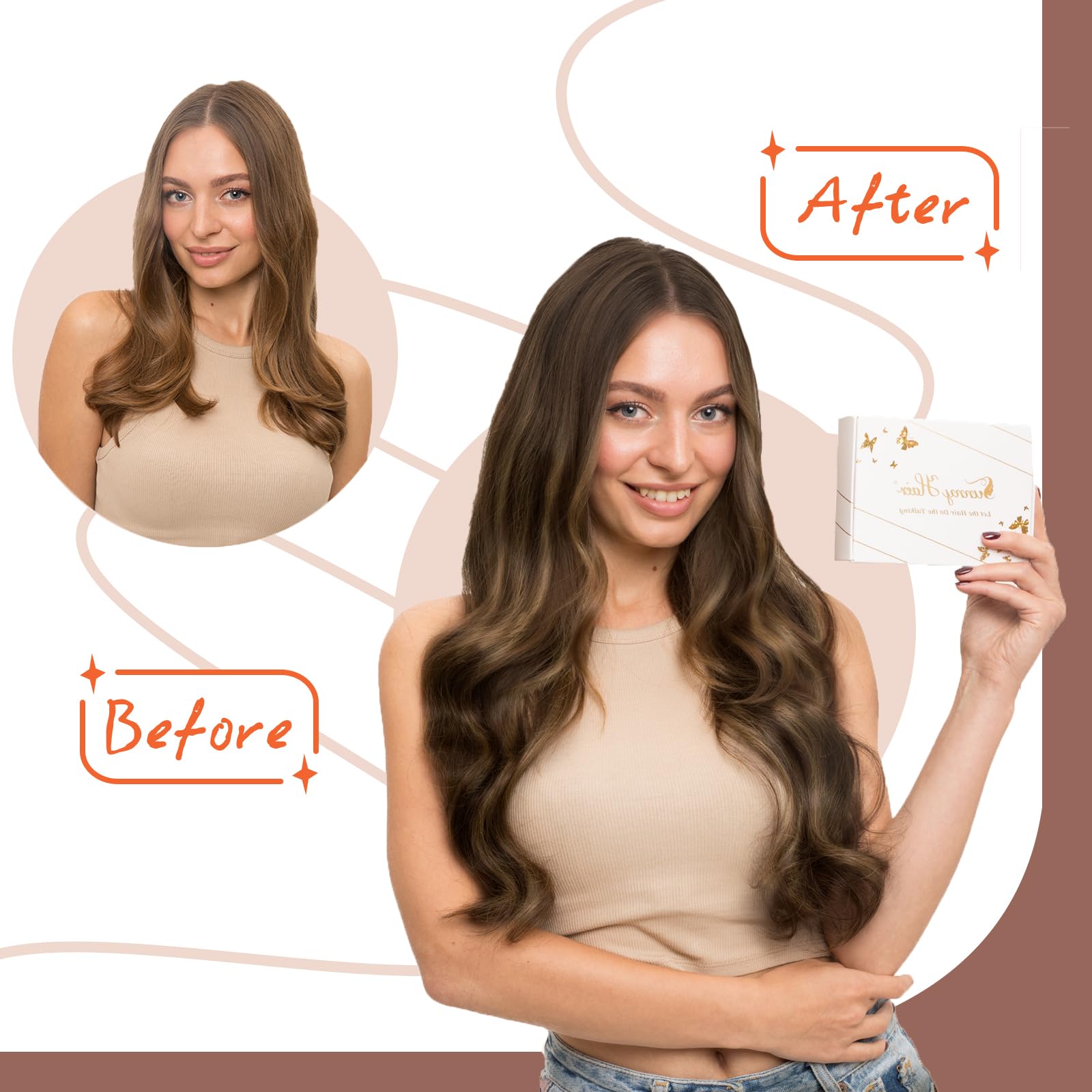 Foto 6 | Extensiones De Cabello Con Cinta Adhesiva Sunny Hair Brown Balayage De 14 Pulgadas - Venta Internacional.