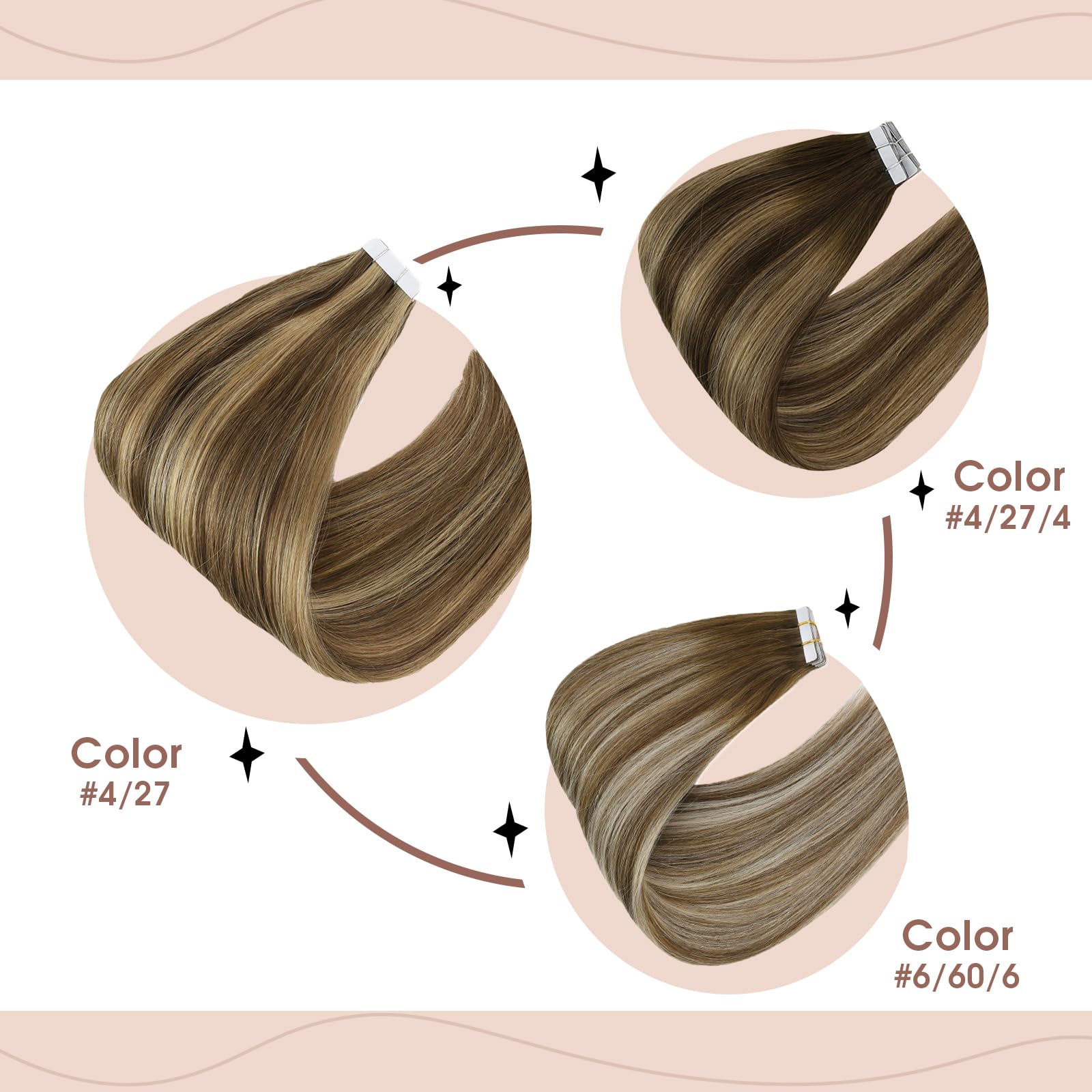 Foto 7 | Extensiones De Cabello Con Cinta Adhesiva Sunny Hair Brown Balayage De 14 Pulgadas - Venta Internacional.