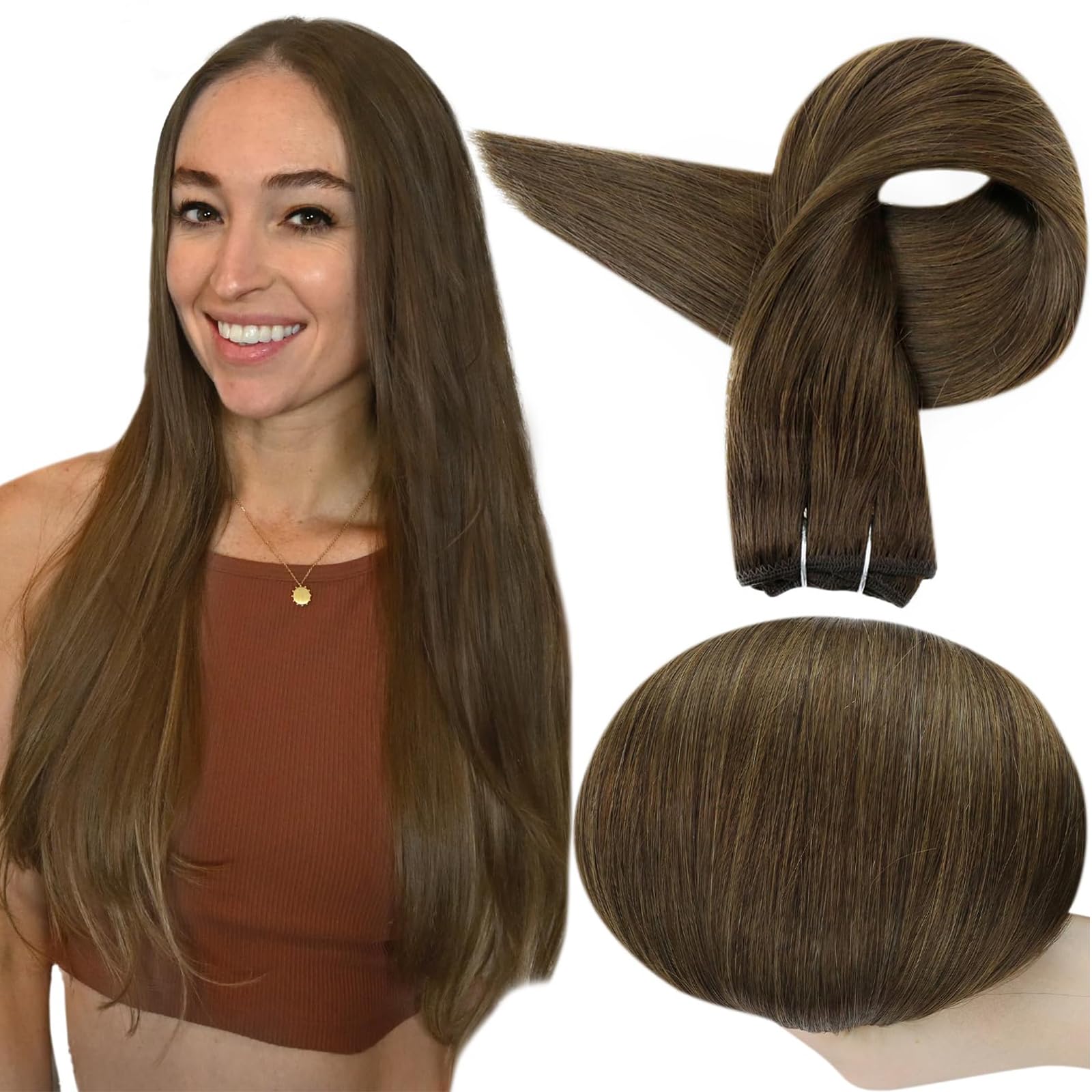 Foto 2 pulgar | Extensiones De Cabello Full Shine Sew En Color Marrón Medio, 10 Pulgadas, 50 G - Venta Internacional.
