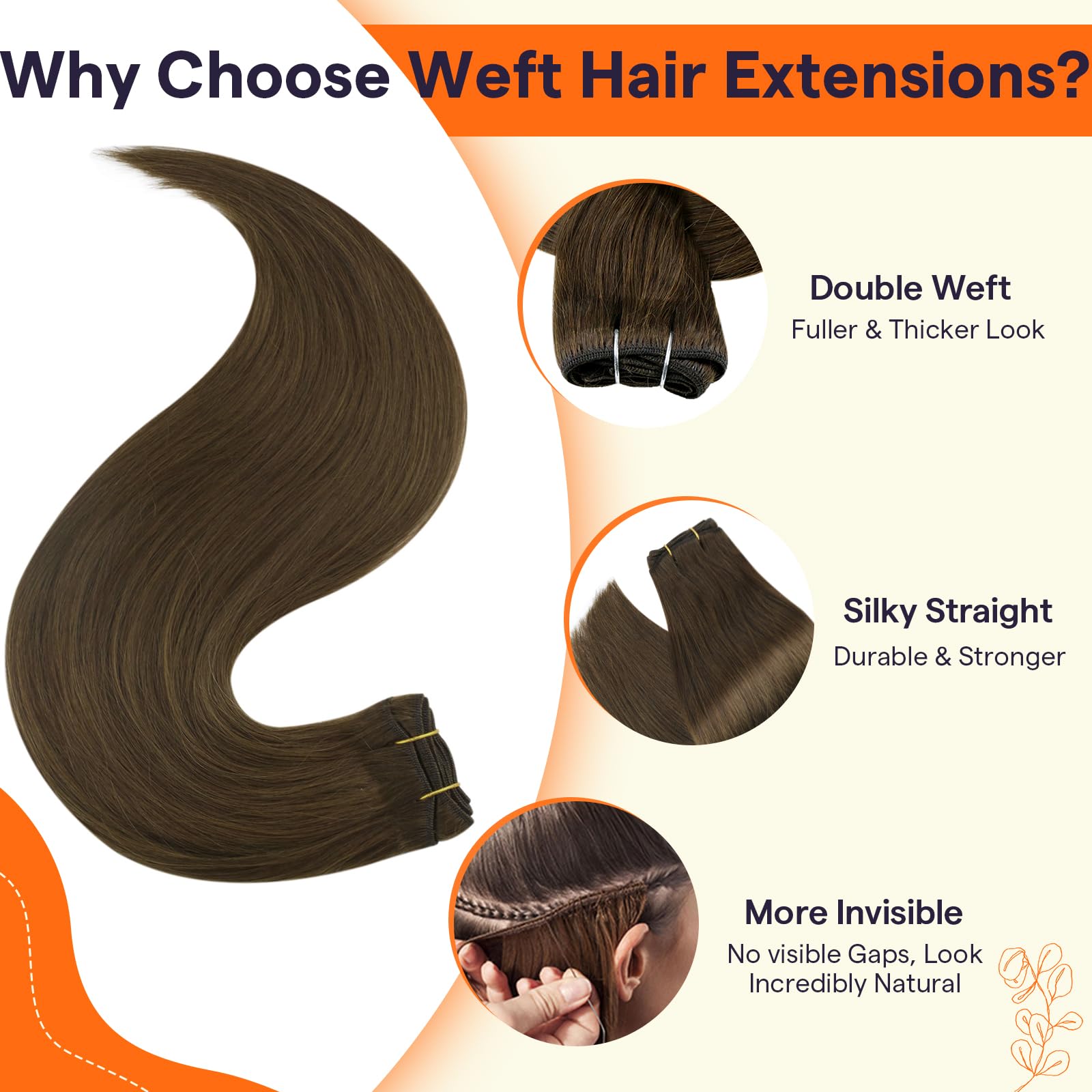 Foto 2 | Extensiones De Cabello Full Shine Sew En Color Marrón Medio, 10 Pulgadas, 50 G - Venta Internacional.