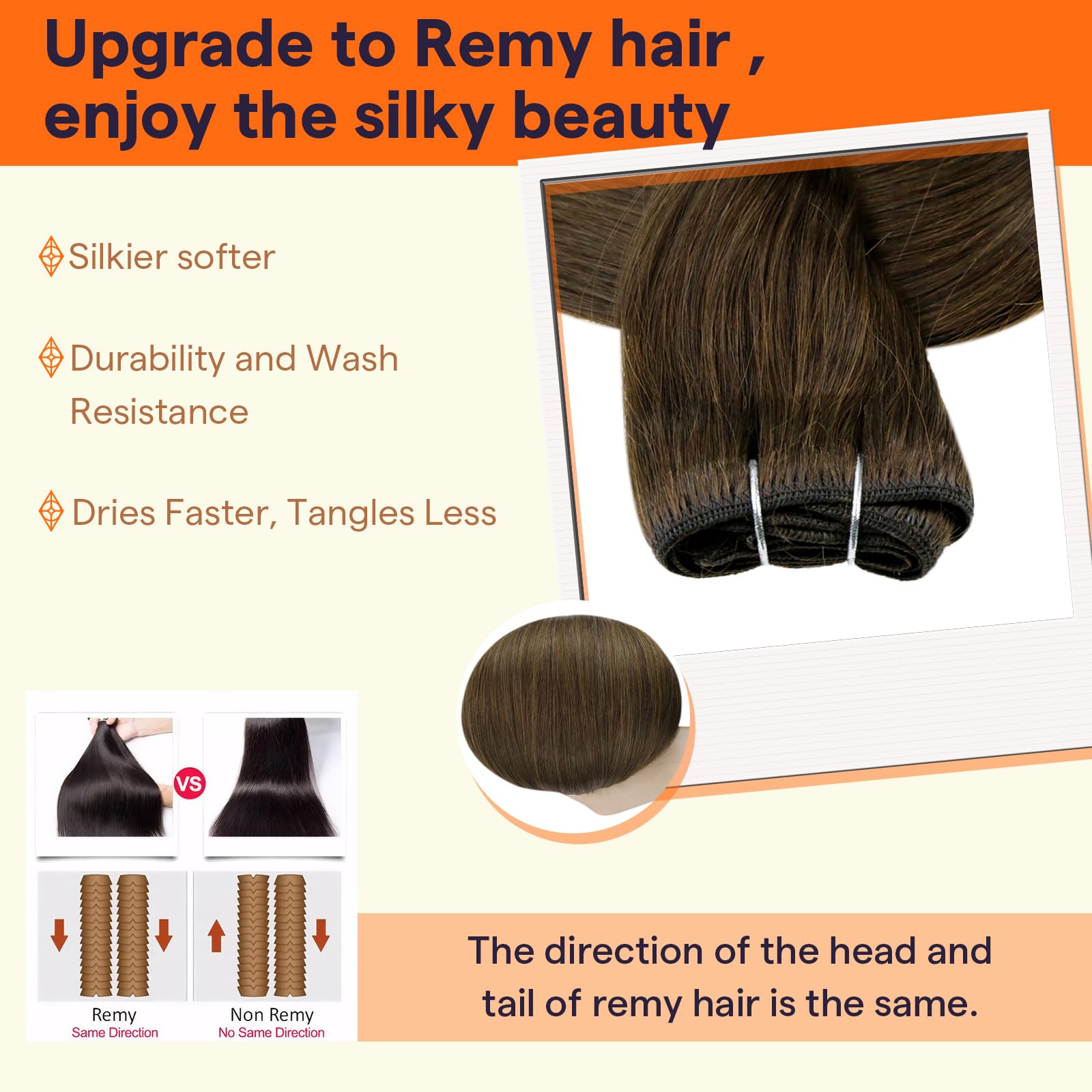 Foto 6 pulgar | Extensiones De Cabello Full Shine Sew En Color Marrón Medio, 10 Pulgadas, 50 G - Venta Internacional.