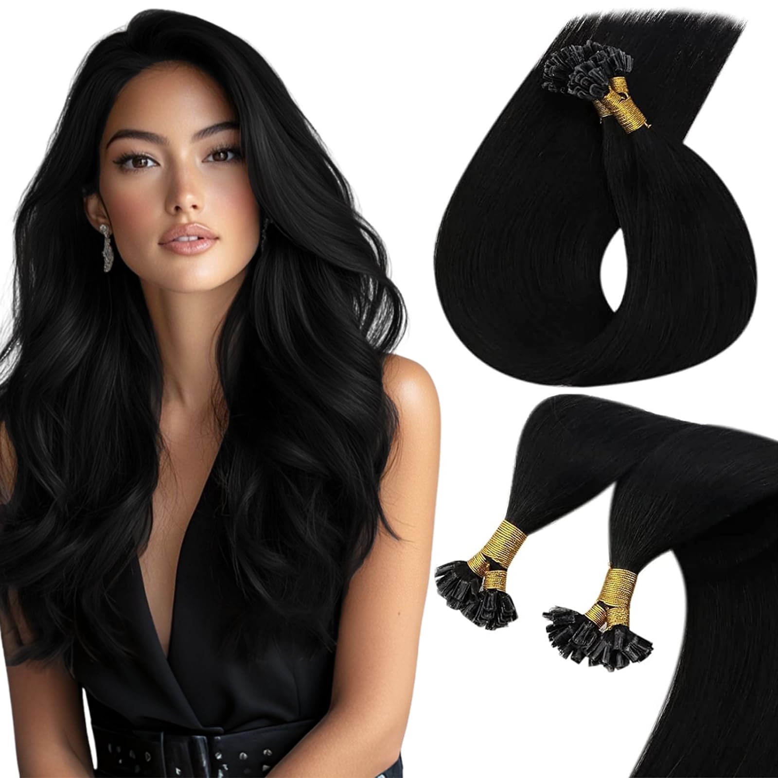 Foto 2 pulgar | Extensiones De Cabello Sunny Hair Con Punta En U, 50 G, Negro Azabache, 14 Pulgadas - Venta Internacional.
