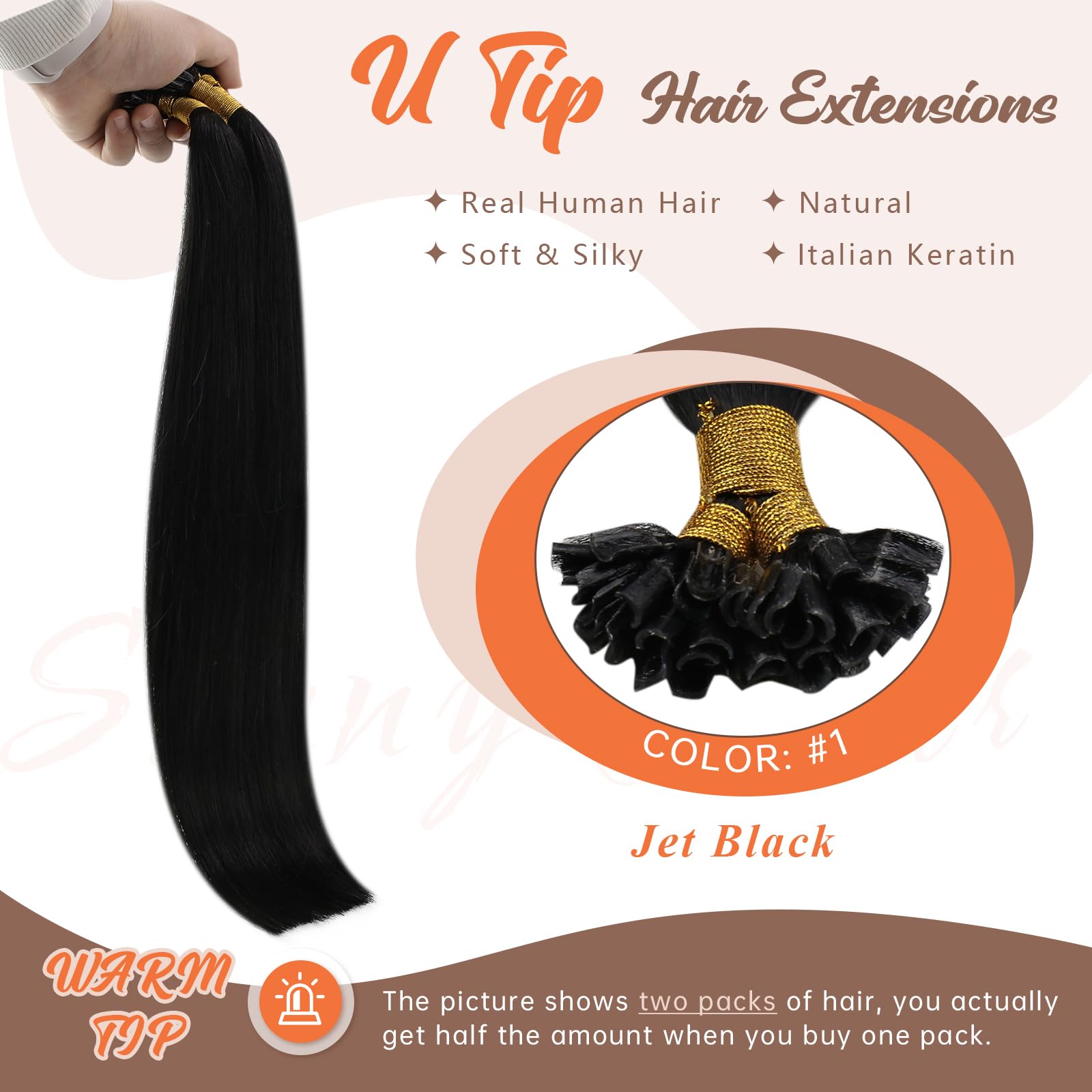 Foto 3 pulgar | Extensiones De Cabello Sunny Hair Con Punta En U, 50 G, Negro Azabache, 14 Pulgadas - Venta Internacional.