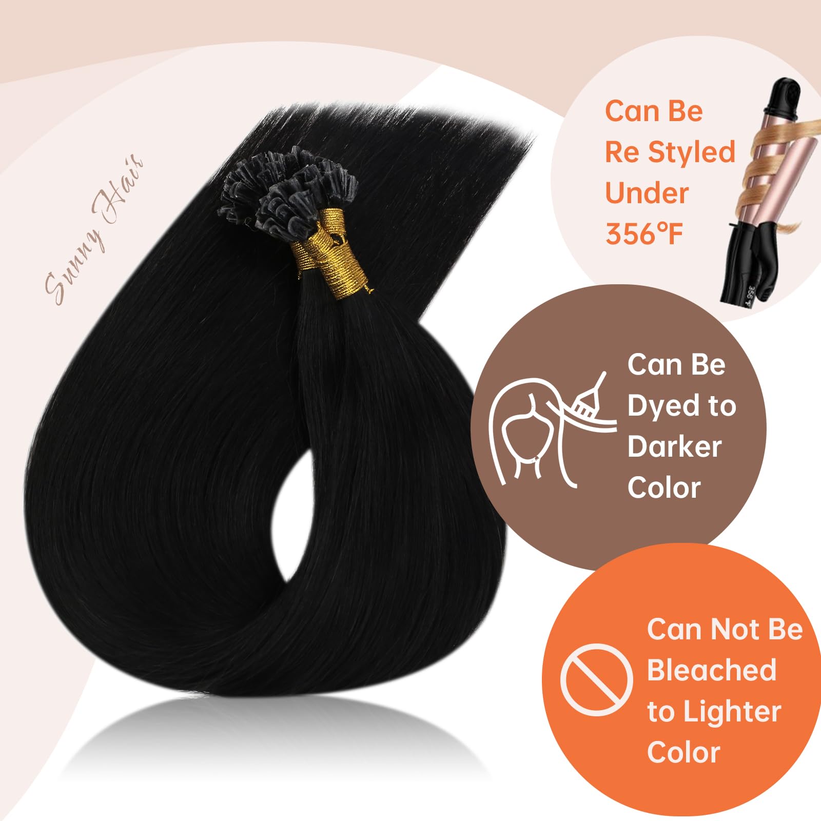 Foto 5 pulgar | Extensiones De Cabello Sunny Hair Con Punta En U, 50 G, Negro Azabache, 14 Pulgadas - Venta Internacional.