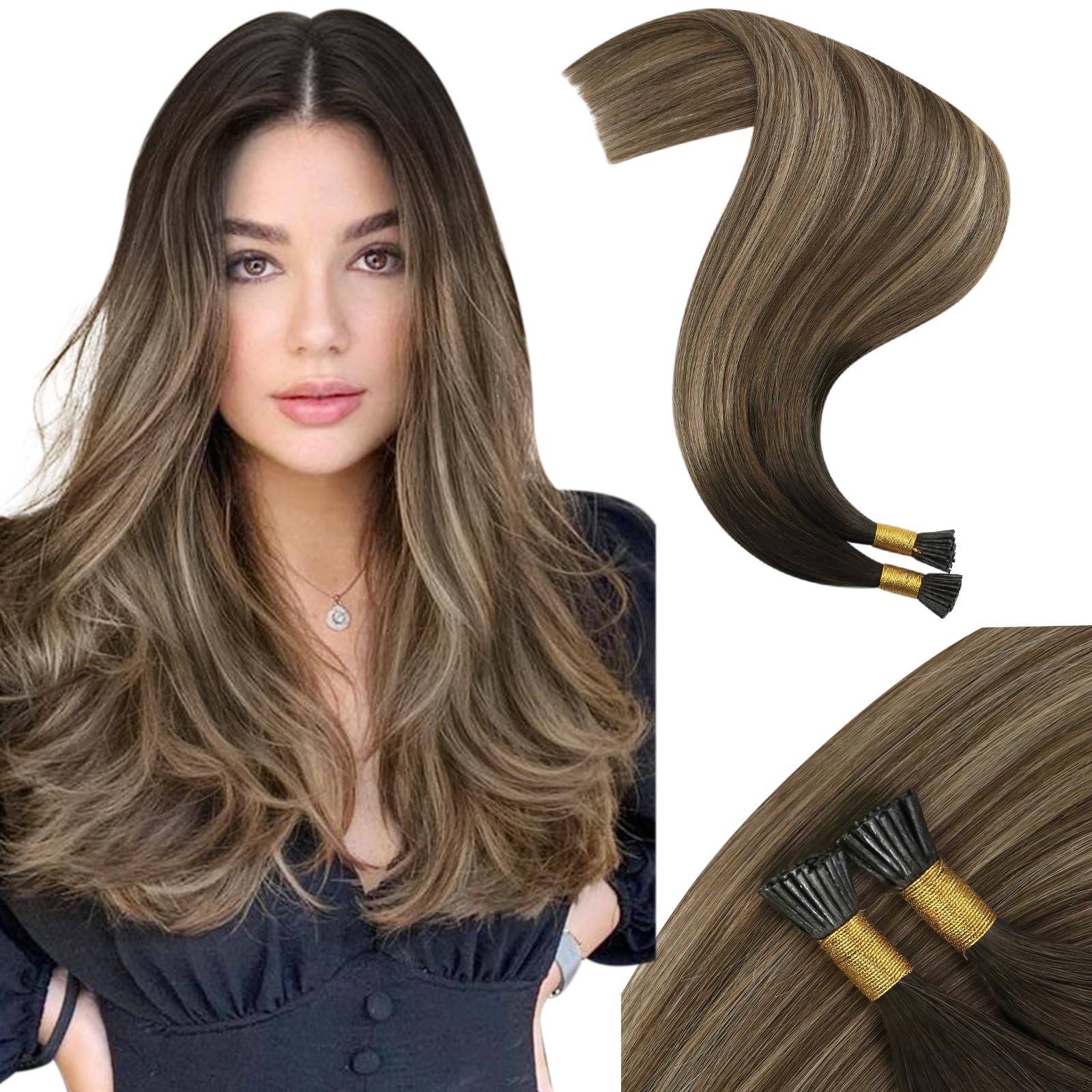 Foto 2 pulgar | Extensiones De Cabello Moresoo I Tip, De Color Marrón Oscuro A Rubio, 35 Cm, 40 G - Venta Internacional.