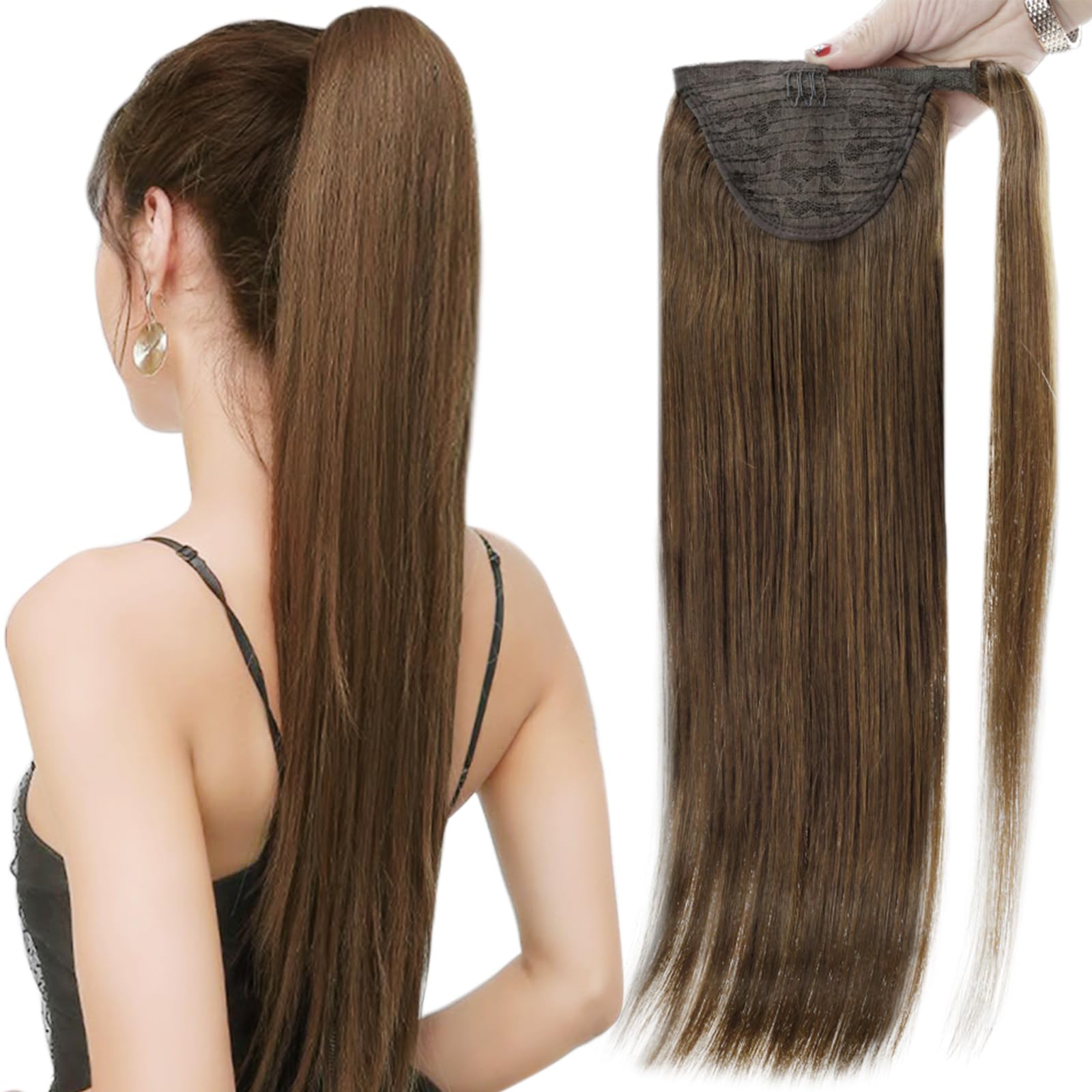 Foto 2 pulgar | Extensión De Cola De Caballo Para Cabello Real, Brillante, Marrón, 30 Cm, 70 G - Venta Internacional.