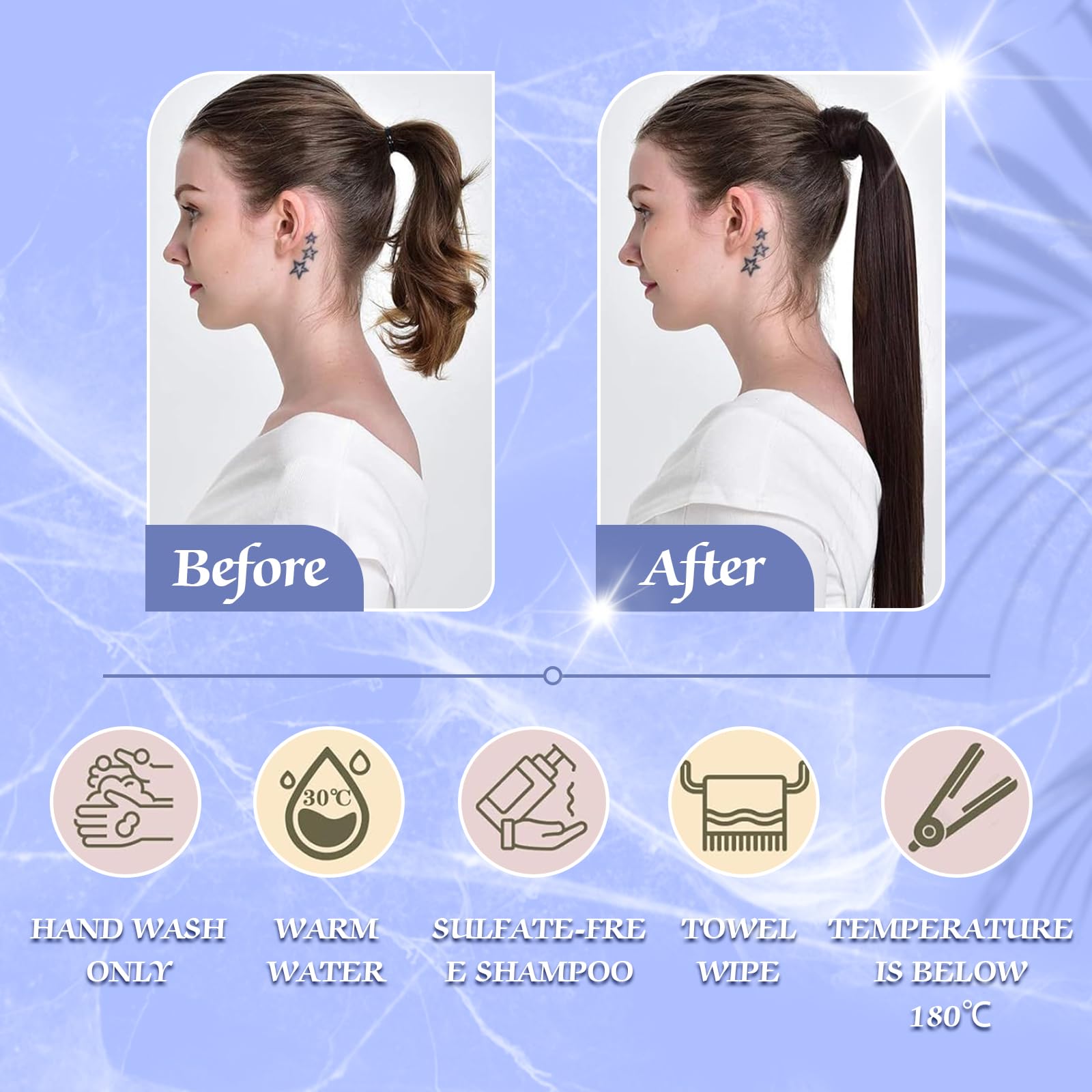 Foto 6 | Extensión De Cola De Caballo Para Cabello Real, Brillante, Marrón, 30 Cm, 70 G - Venta Internacional.