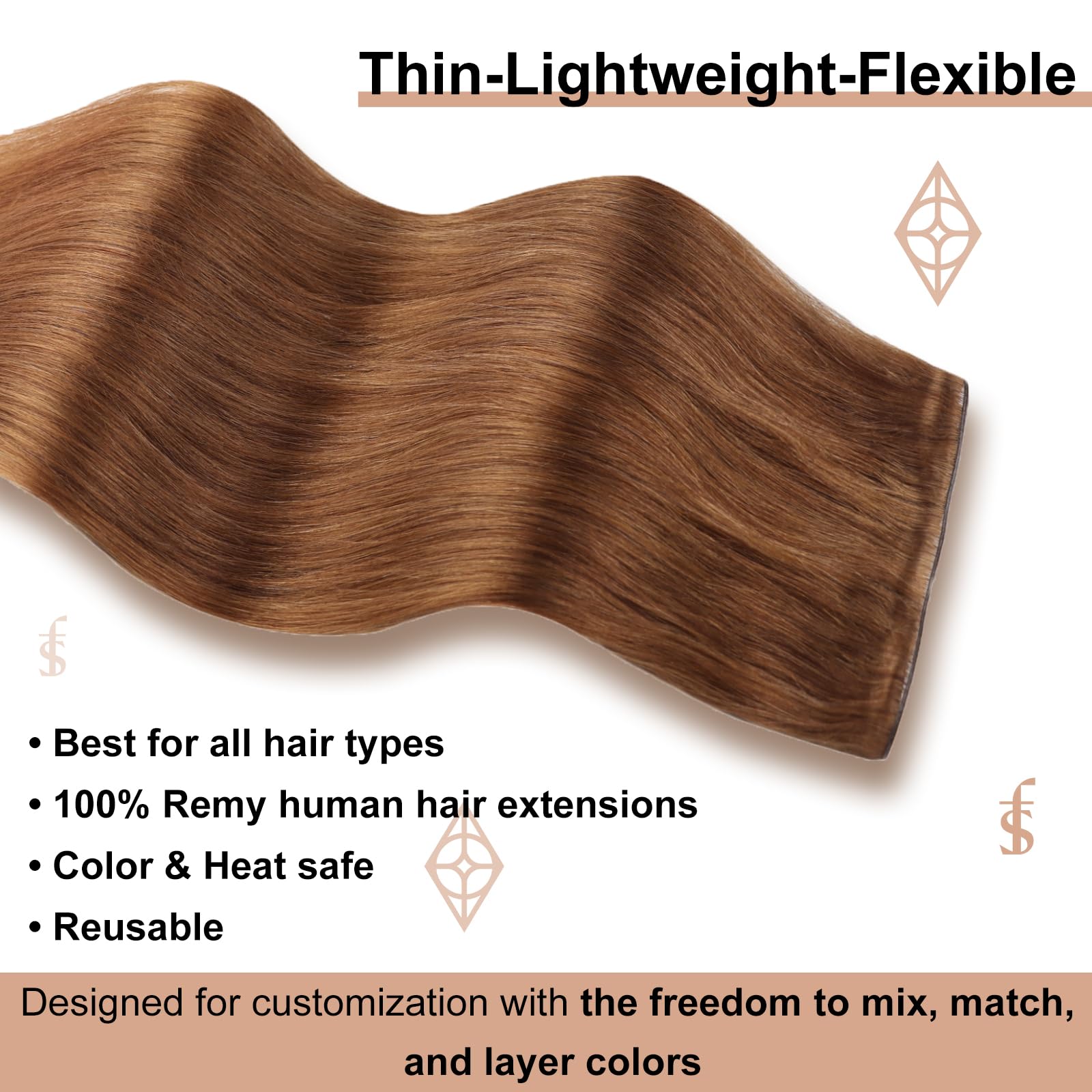 Foto 4 pulgar | Extensiones De Cabello Full Shine Genius Weft Copper 60 Cm 60 G - Venta Internacional.