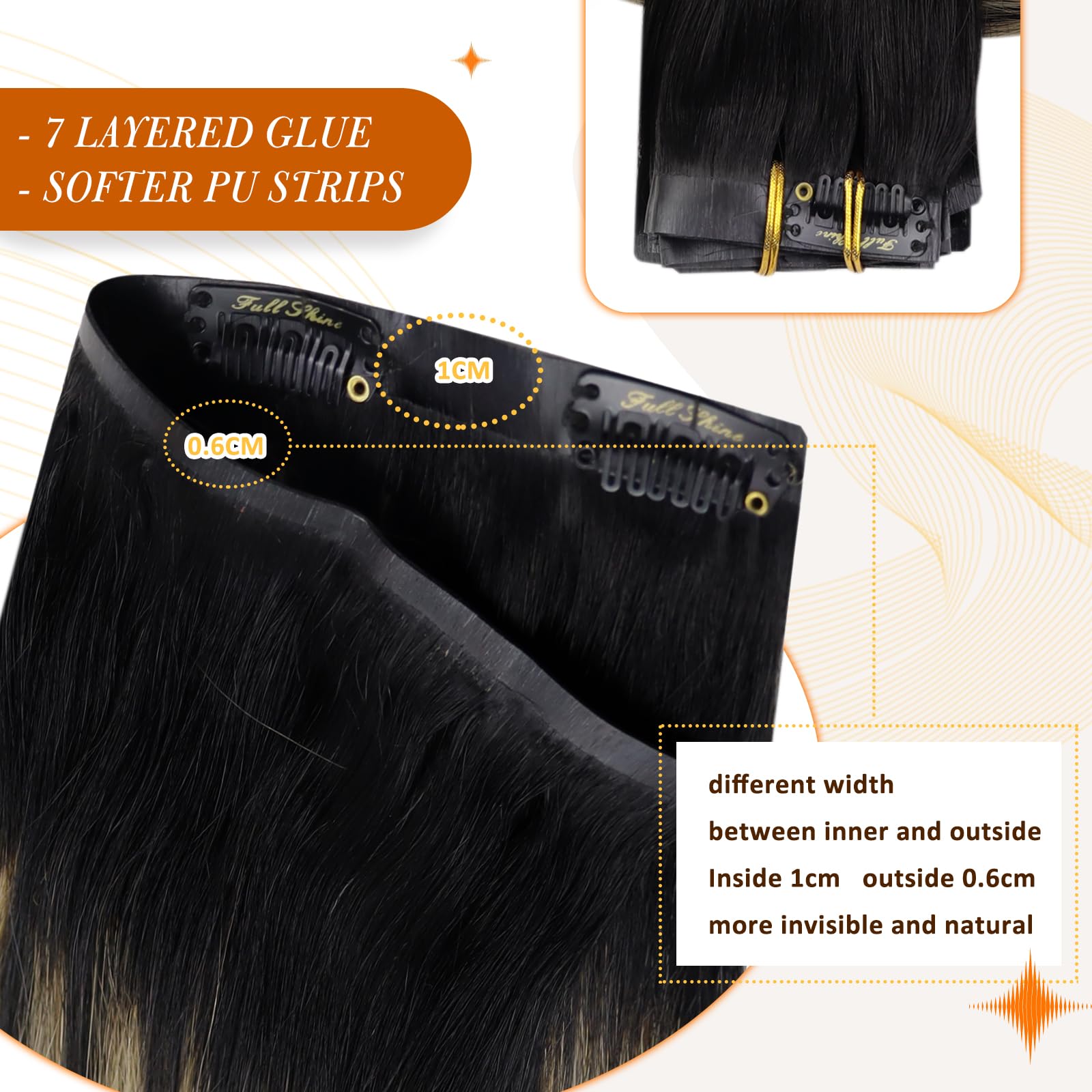 Foto 5 pulgar | Extensiones De Cabello Con Clip, De Color Negro Brillante A Marrón Medio - Venta Internacional.