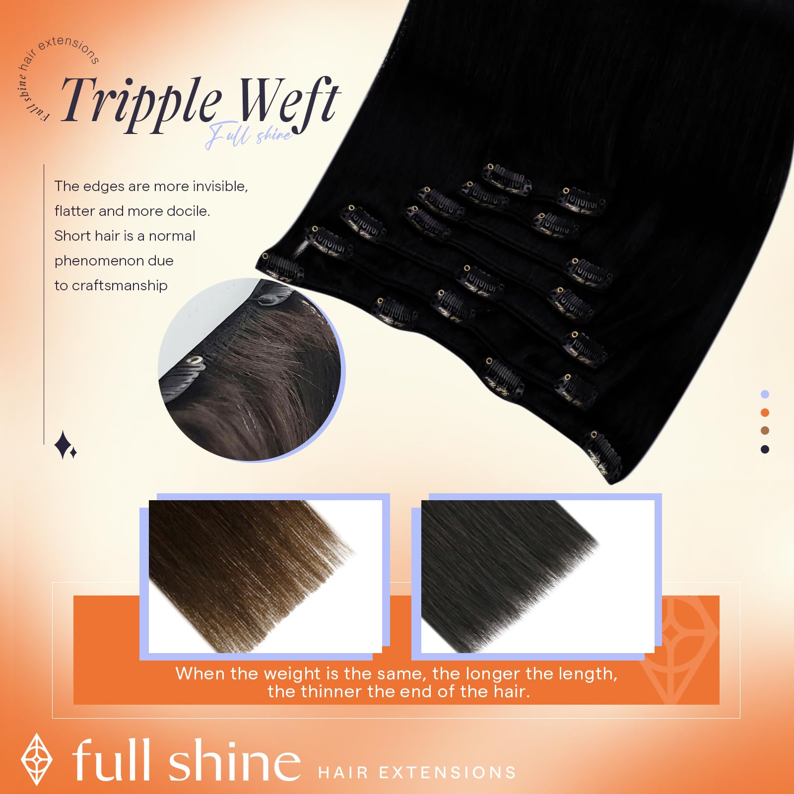 Foto 4 pulgar | Extensiones De Cabello Humano Full Shine, Color Negro Azabache, 18 Cm, 135 G - Venta Internacional.