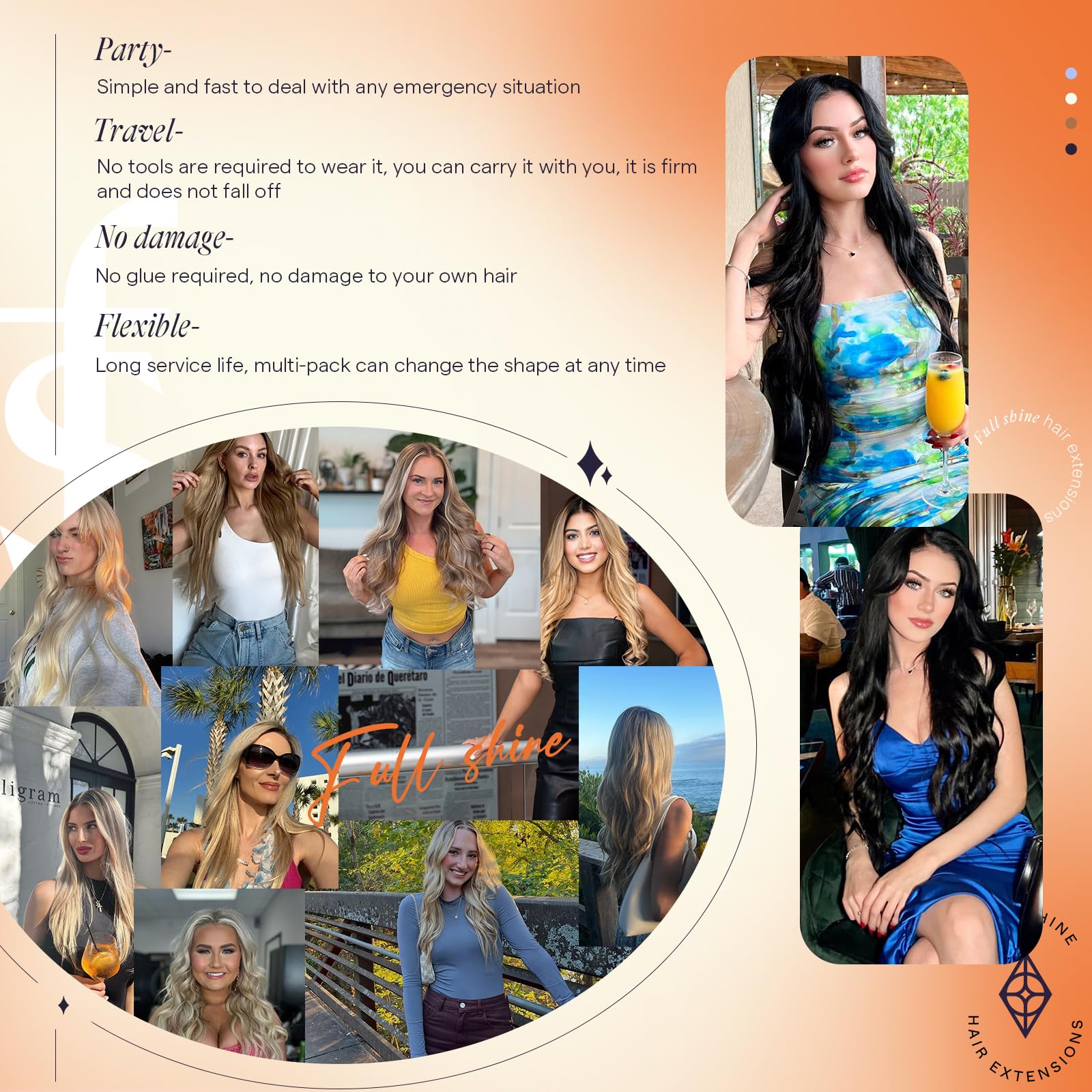 Foto 4 | Extensiones De Cabello Humano Full Shine, Color Negro Azabache, 18 Cm, 135 G - Venta Internacional.