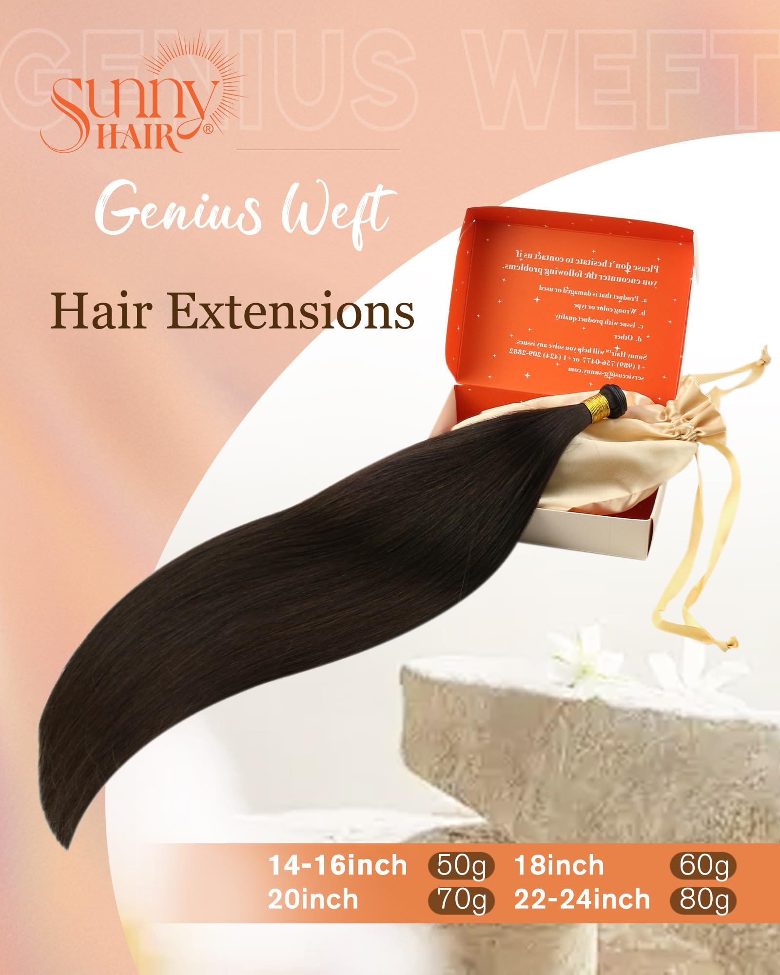 Foto 3 pulgar | Extensiones De Cabello Sunny Hair Genius Weft, Marrón Oscuro, 22 Pulgadas - Venta Internacional.