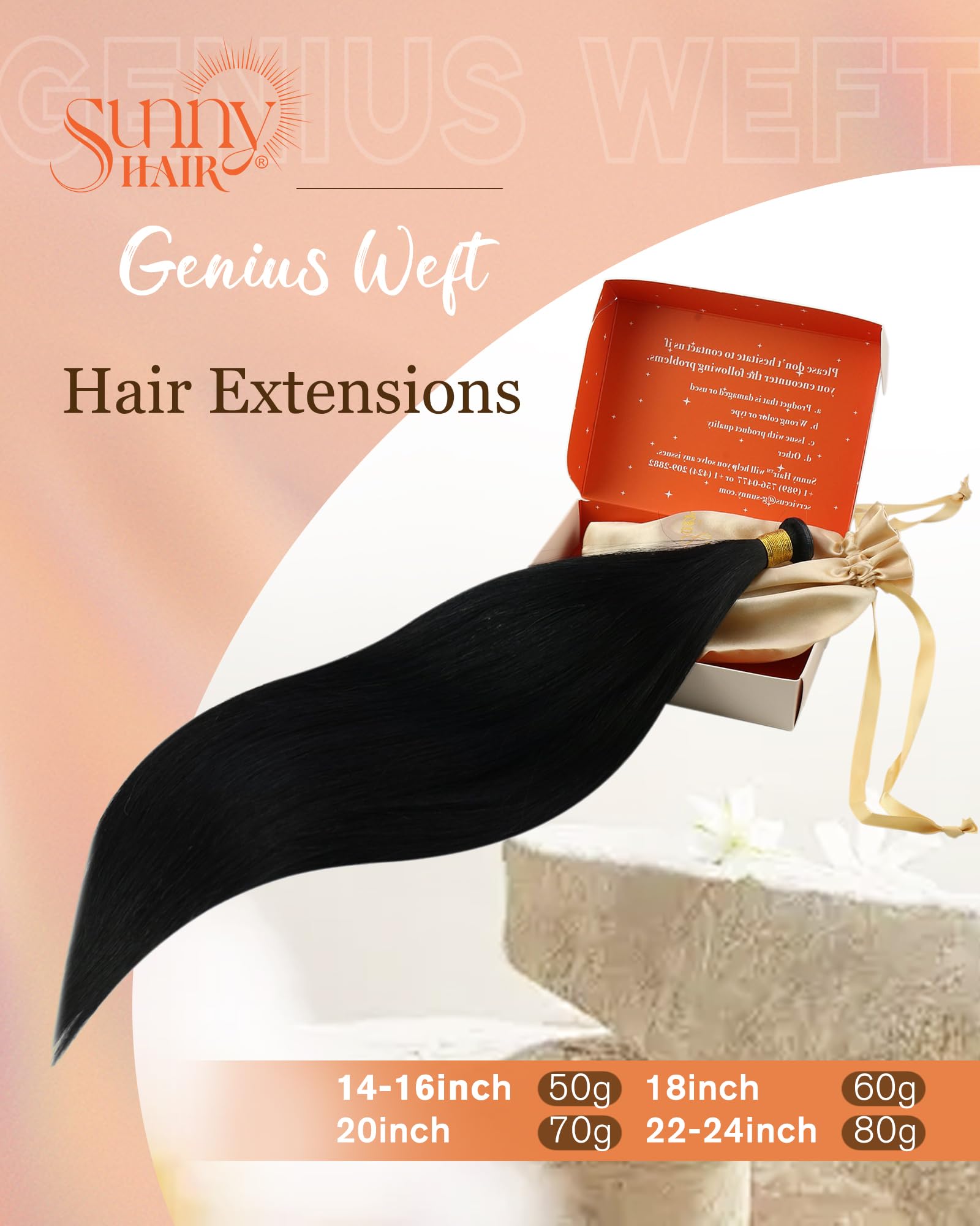 Foto 3 pulgar | Extensiones De Cabello Sunny Hair, Trama Anudada A Mano, Color Negro, 40 Cm - Venta Internacional.