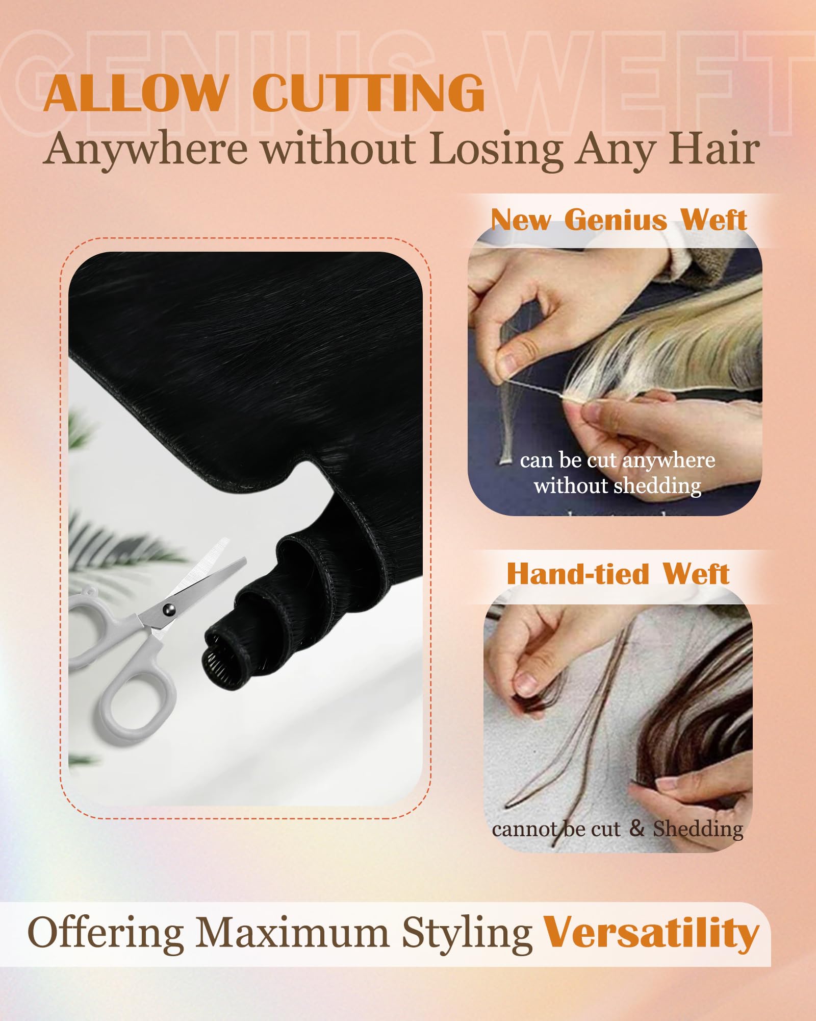 Foto 5 pulgar | Extensiones De Cabello Sunny Hair, Trama Anudada A Mano, Color Negro, 40 Cm - Venta Internacional.