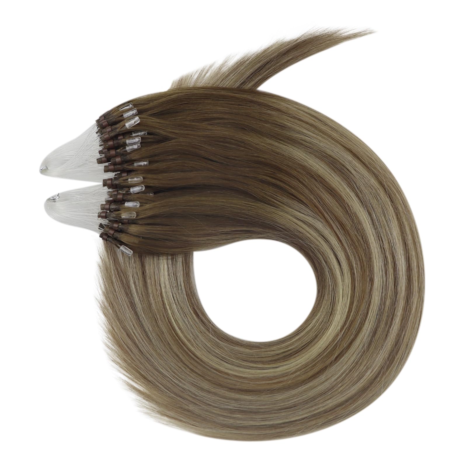 Foto 8 pulgar | Extensiones De Cabello Full Shine Micro Link De 22 Pulgadas, Marrón, Marrón Ceniza/rubio - Venta Internacional.