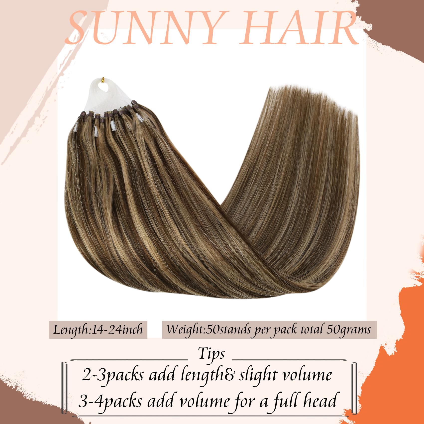 Foto 2 | Extensiones De Cabello Sunny Hair Micro Link Human Hair 50 G 20 Cm - Venta Internacional.