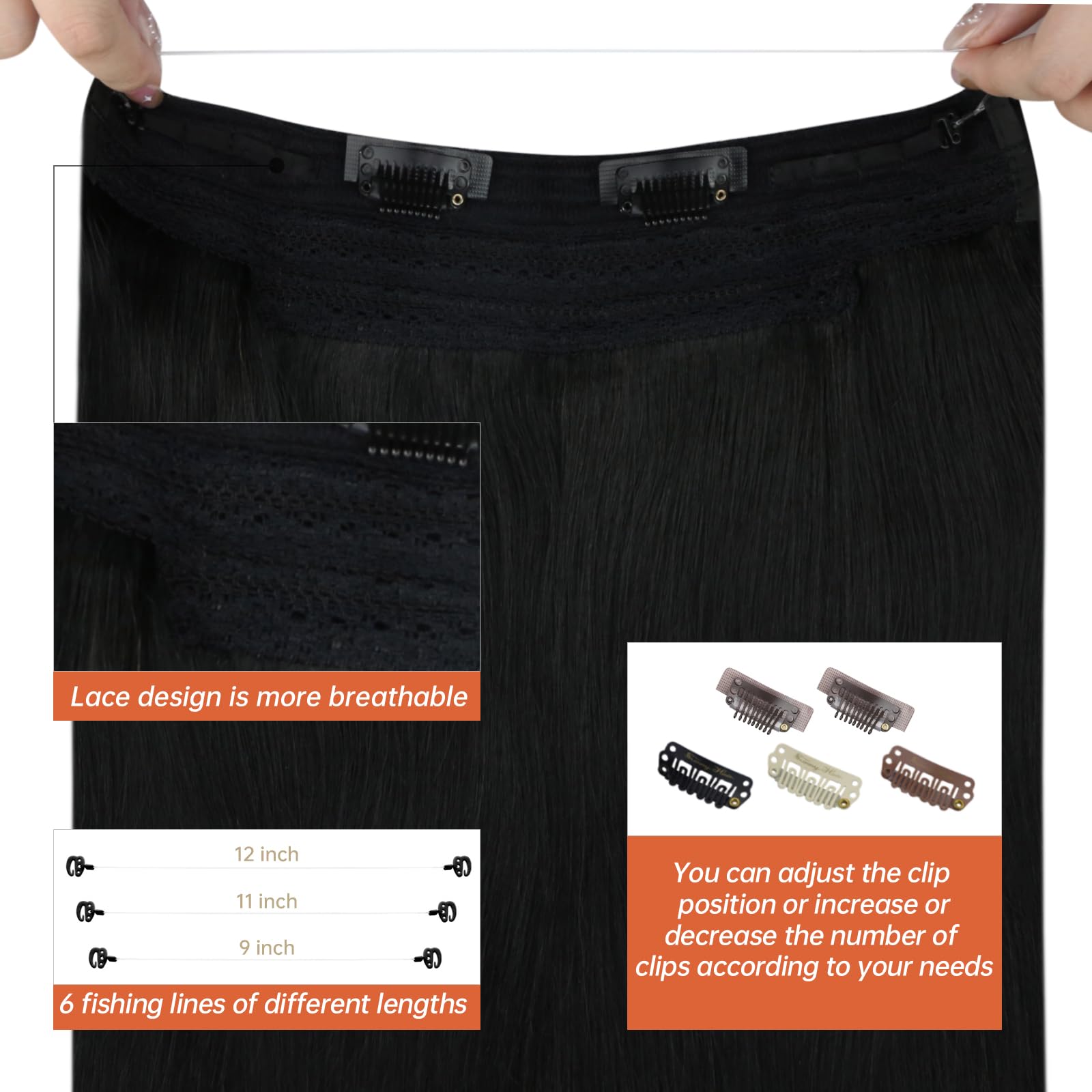 Foto 5 pulgar | Extensiones De Cabello Sunny Hair Black, 95 G, Cabello Humano, 45 Cm - Venta Internacional.
