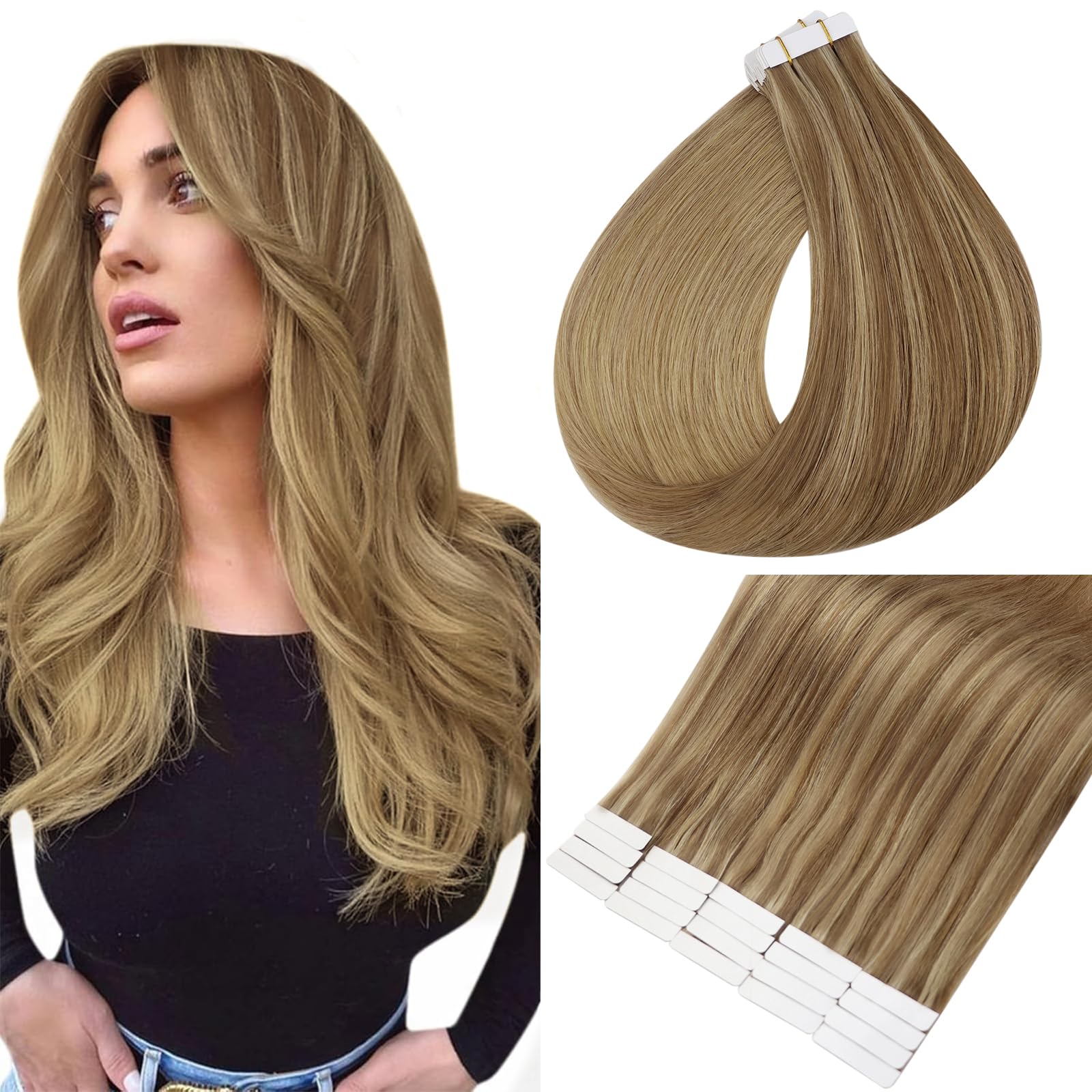 Foto 2 pulgar | Extensiones De Cabello Humano Con Cinta Adhesiva, Color De 10 A 16 Años - Venta Internacional.