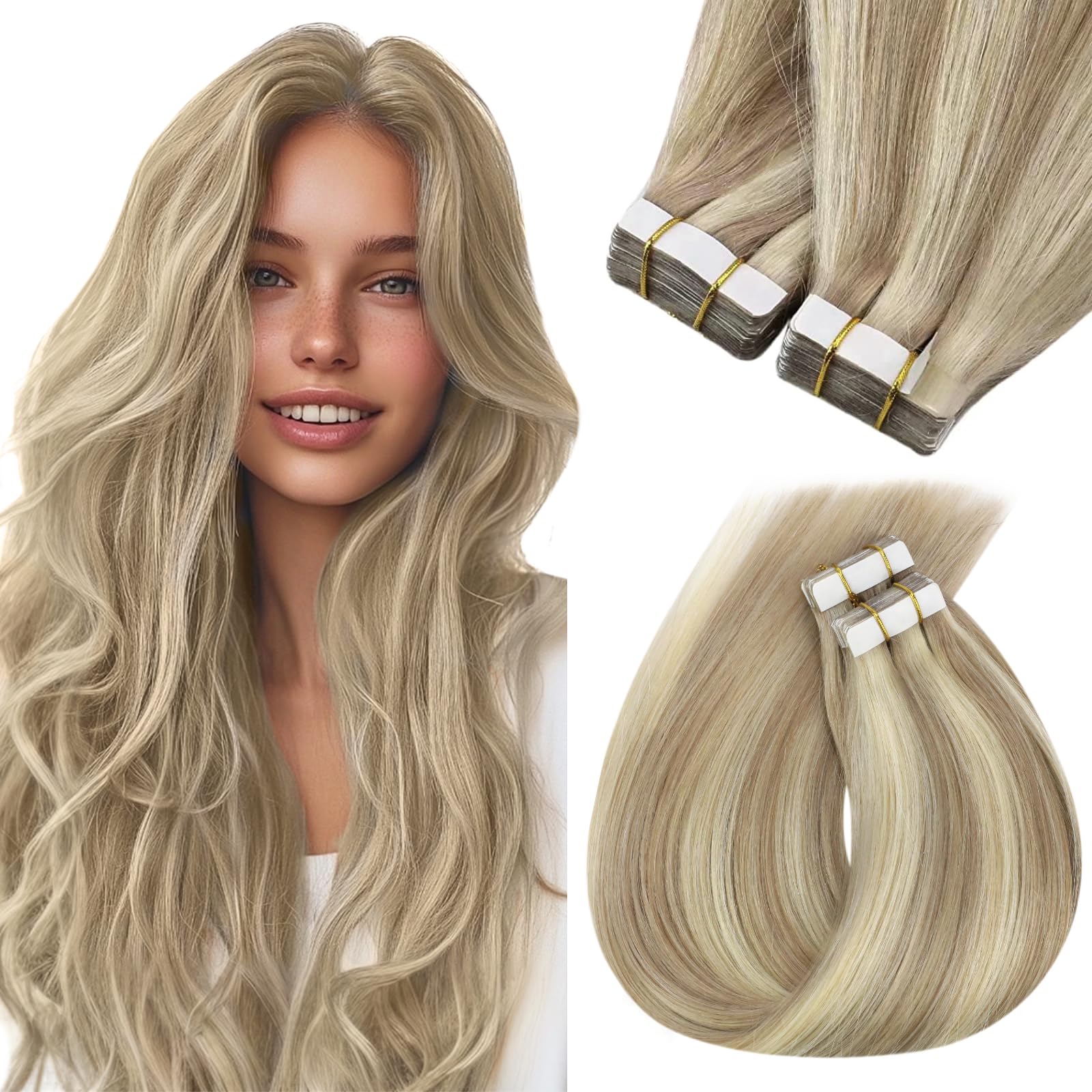 Foto 1 | Extensiones De Cabello Humano Con Cinta Adhesiva, Cabello Soleado, Marrón Claro, 40 Cm - Venta Internacional.